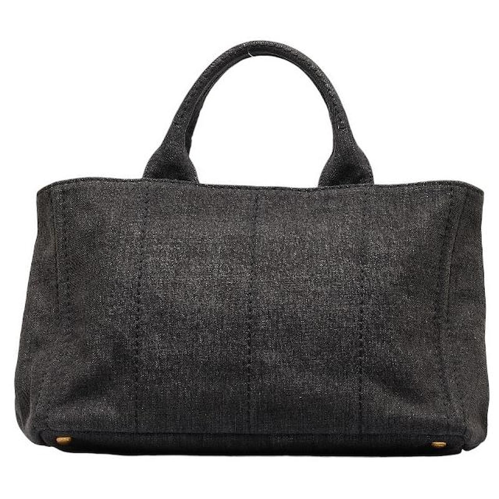 Prada Canapa Denim Tote Bag B2642b Black Cloth ref.1050134