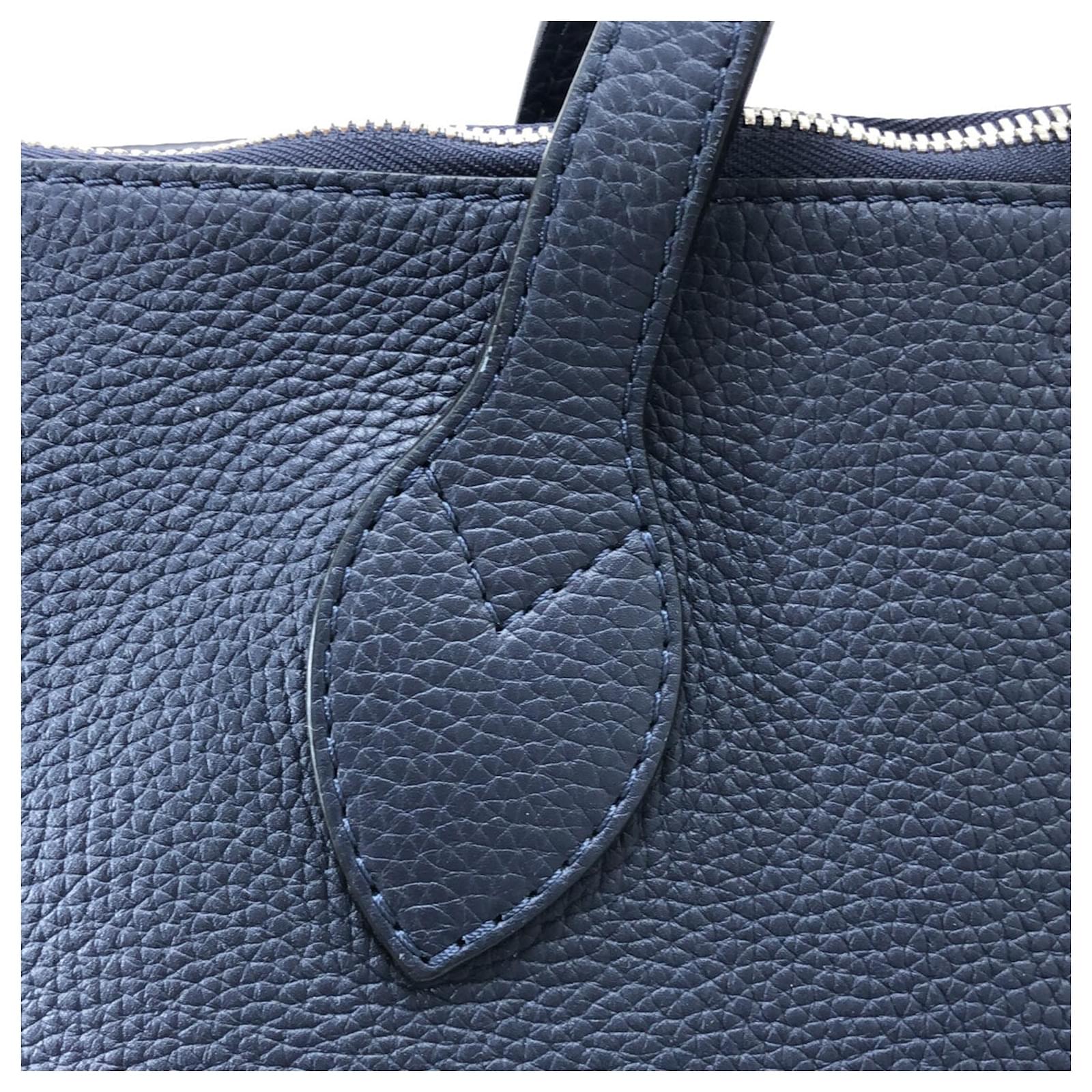 Louis Vuitton North South Zip Tote in Navy Taurillon Leather Mens