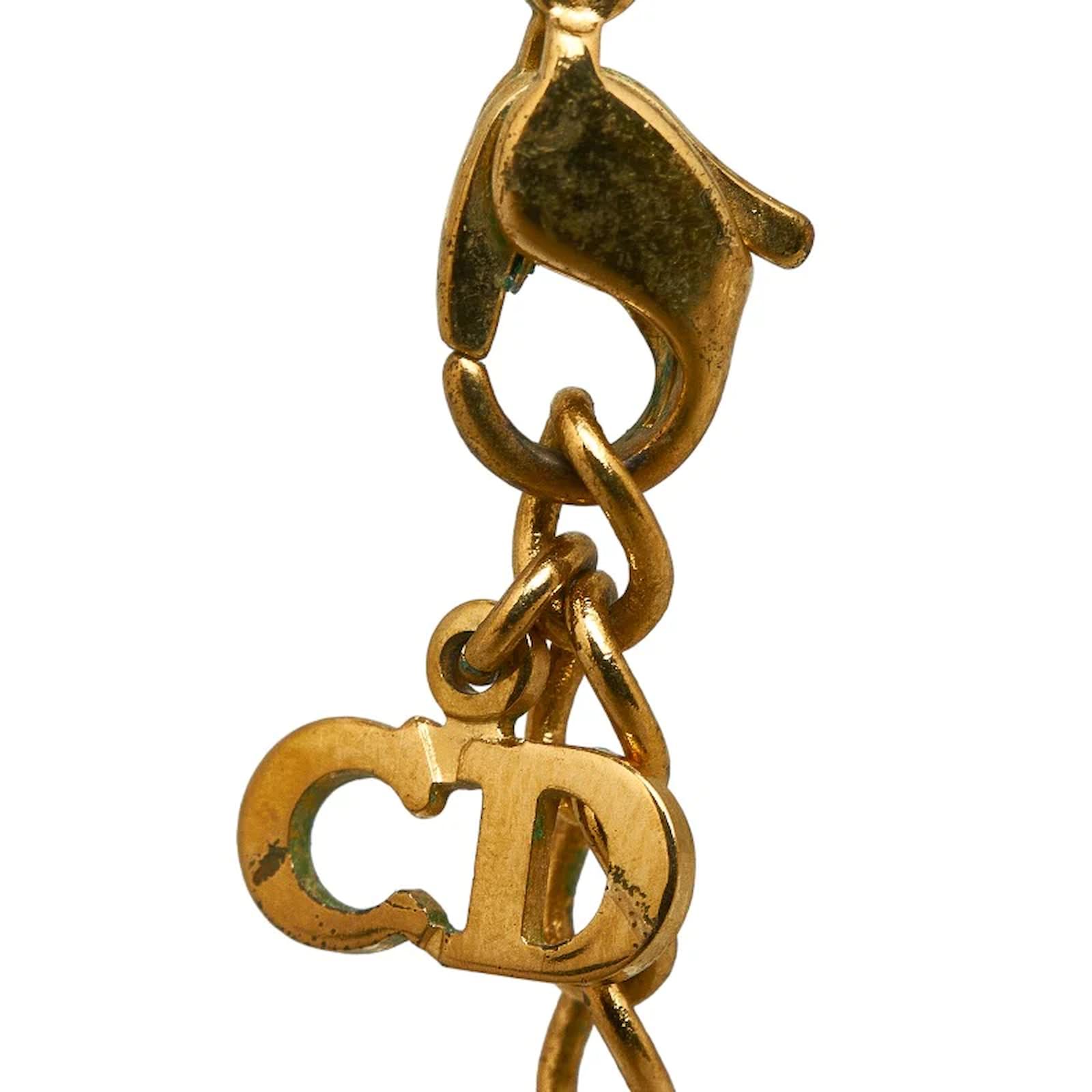 Dior Pearl Drop Chain Necklace Golden Metal ref.1050484 - Joli Closet