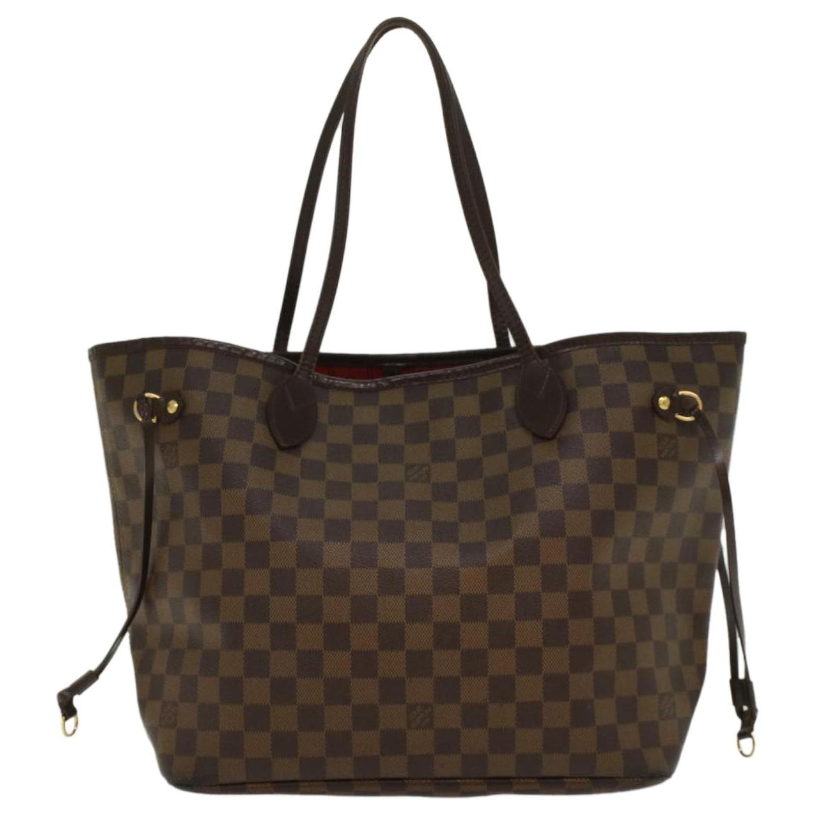 Auth Louis Vuitton Damier Ebene Neverfull MM Tote Bag Brown N51105 Used