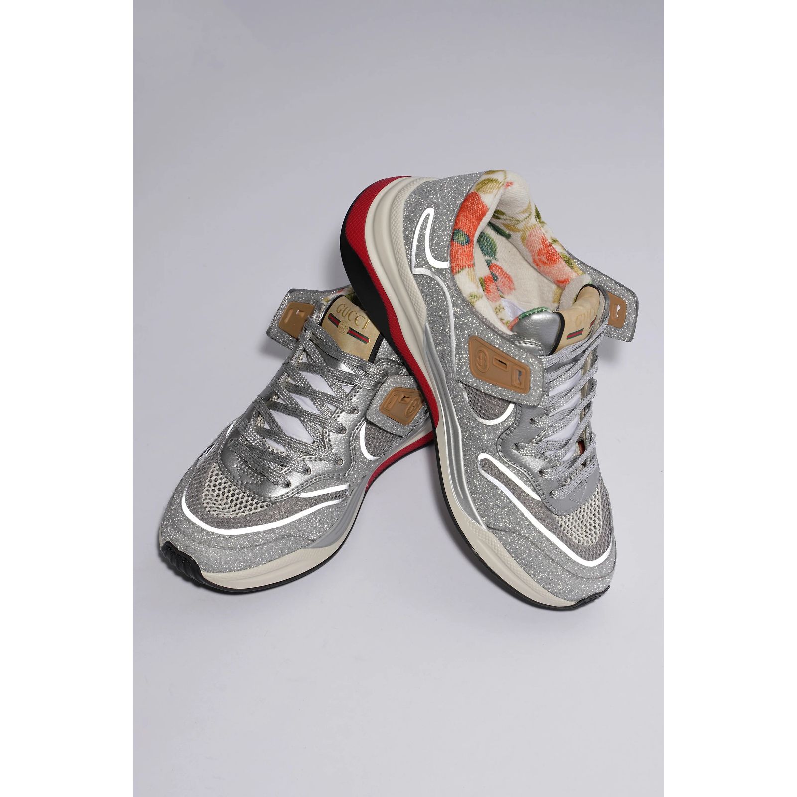 GUCCI Glitter Ultraspace Sneaker Size 10 Gucci Ultrapace Silver Glitter Sneaker Sz 4 (35) main image 2