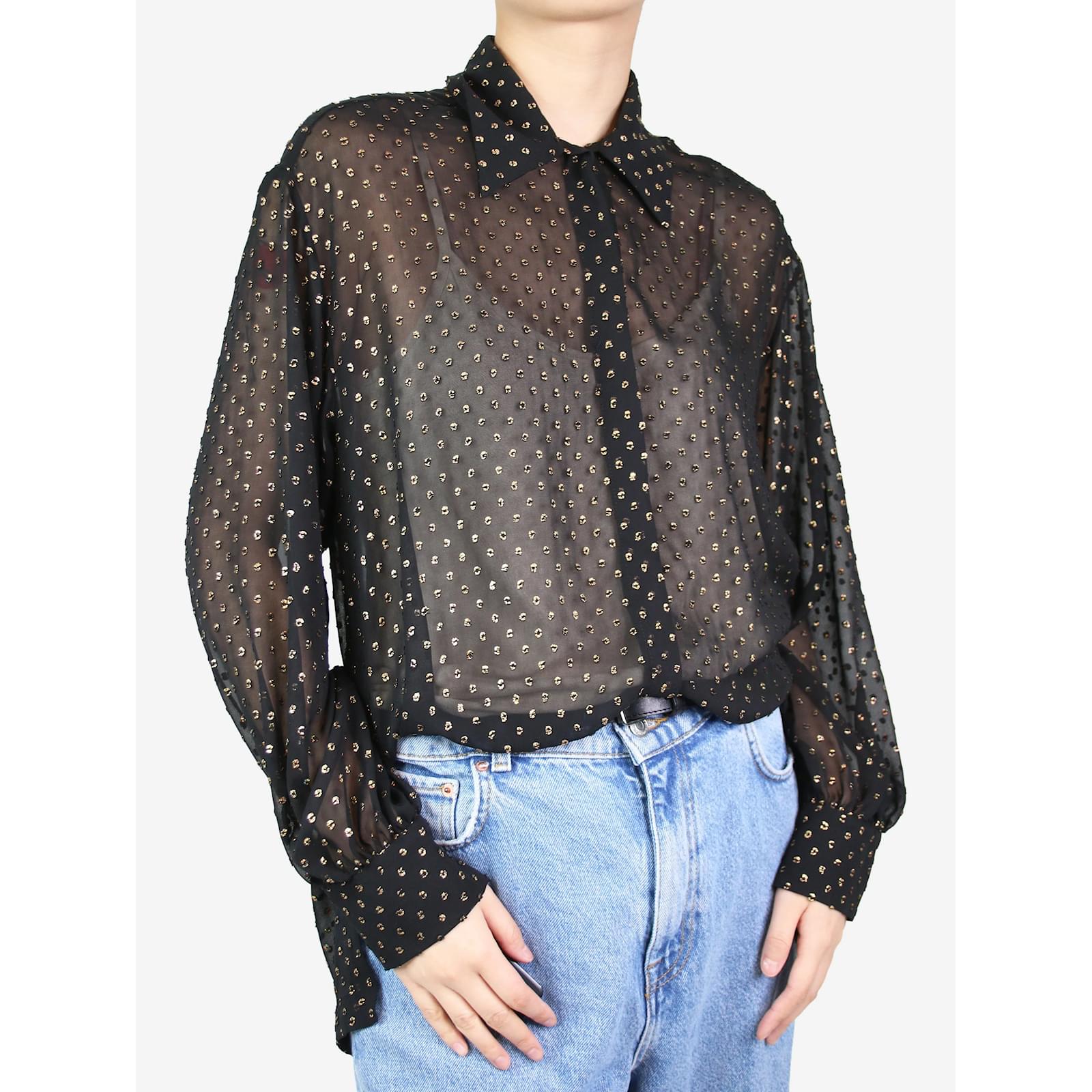 Camisa negra transparente online lunares