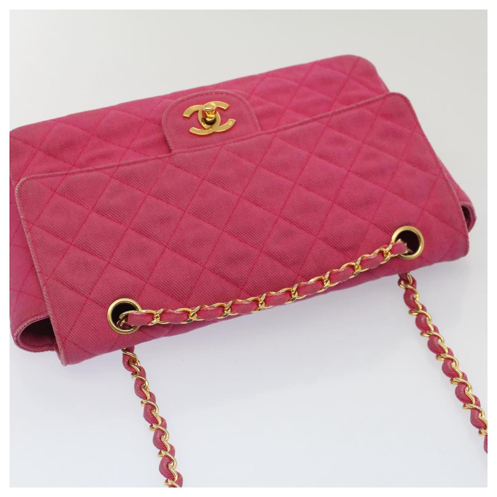 Chanel Matelassé 25 Chain Flap Shoulder Bag Canvas Pink CC Auth 51276a  Cloth ref.1054308 - Joli Closet