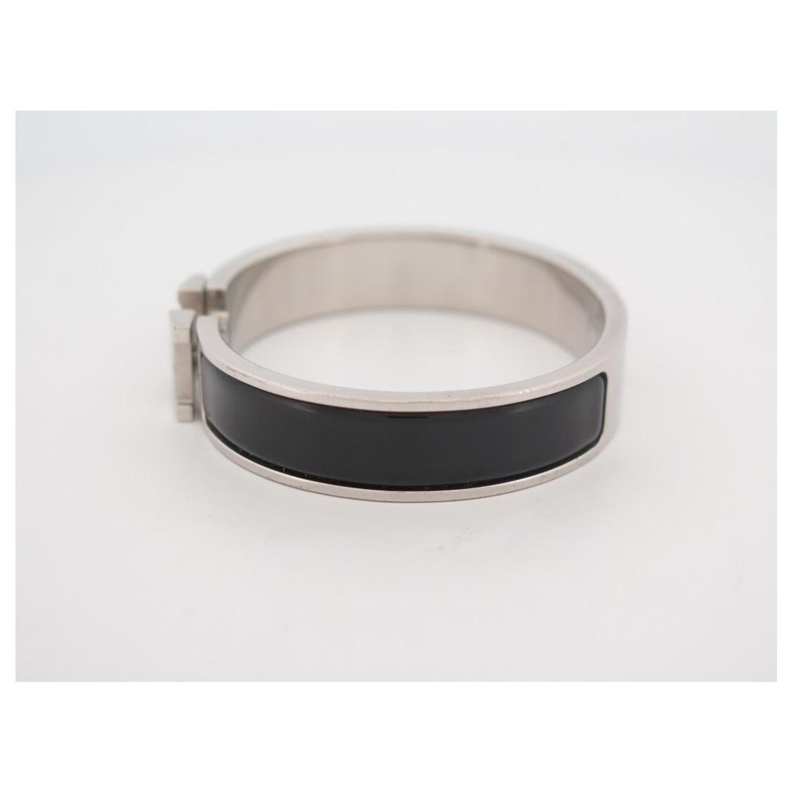 Click H Locket Hermès hermes Clic H bracelet 18cm H700001PF01GM BLACK ENAMEL STEEL ...