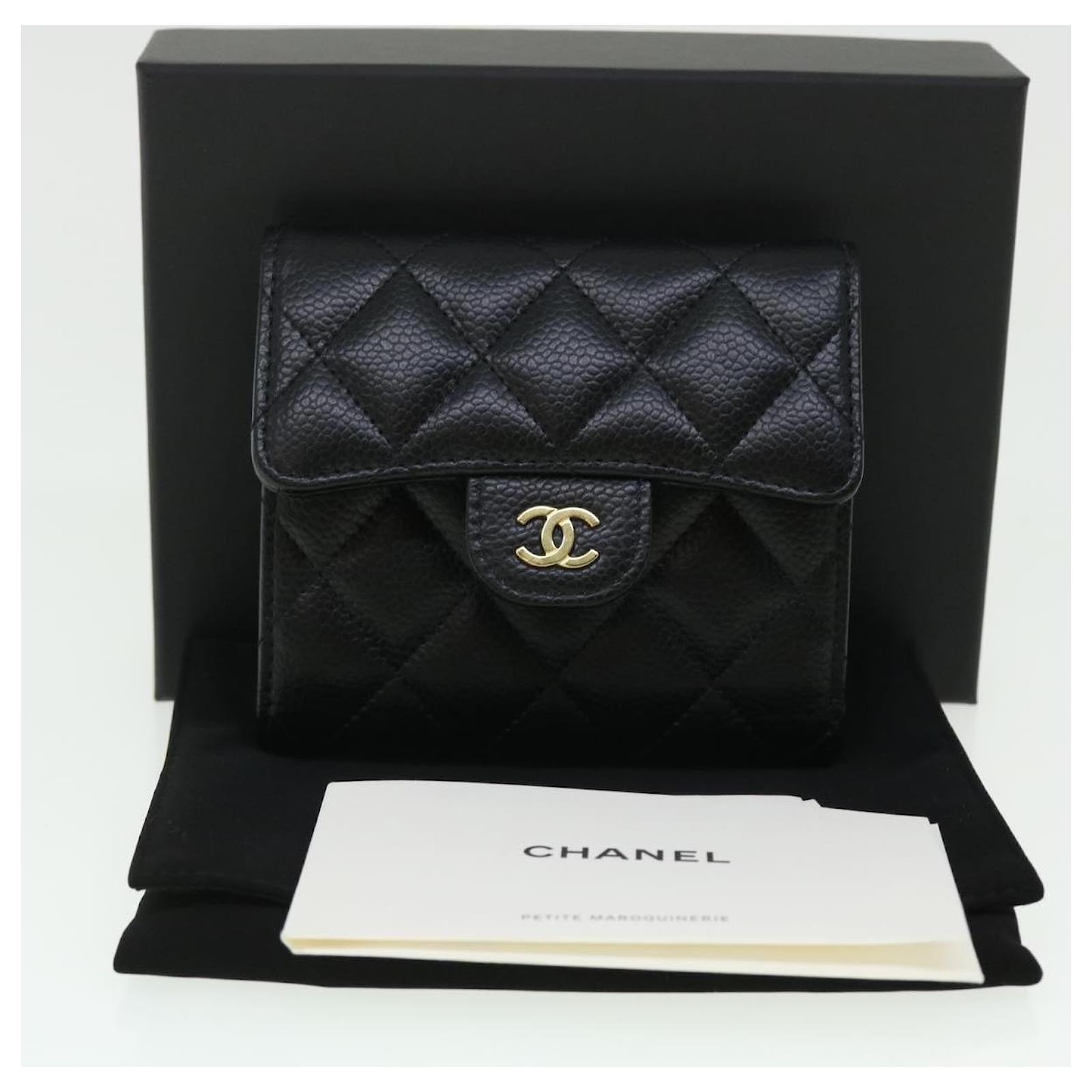 chanel classic small wallet caviar black