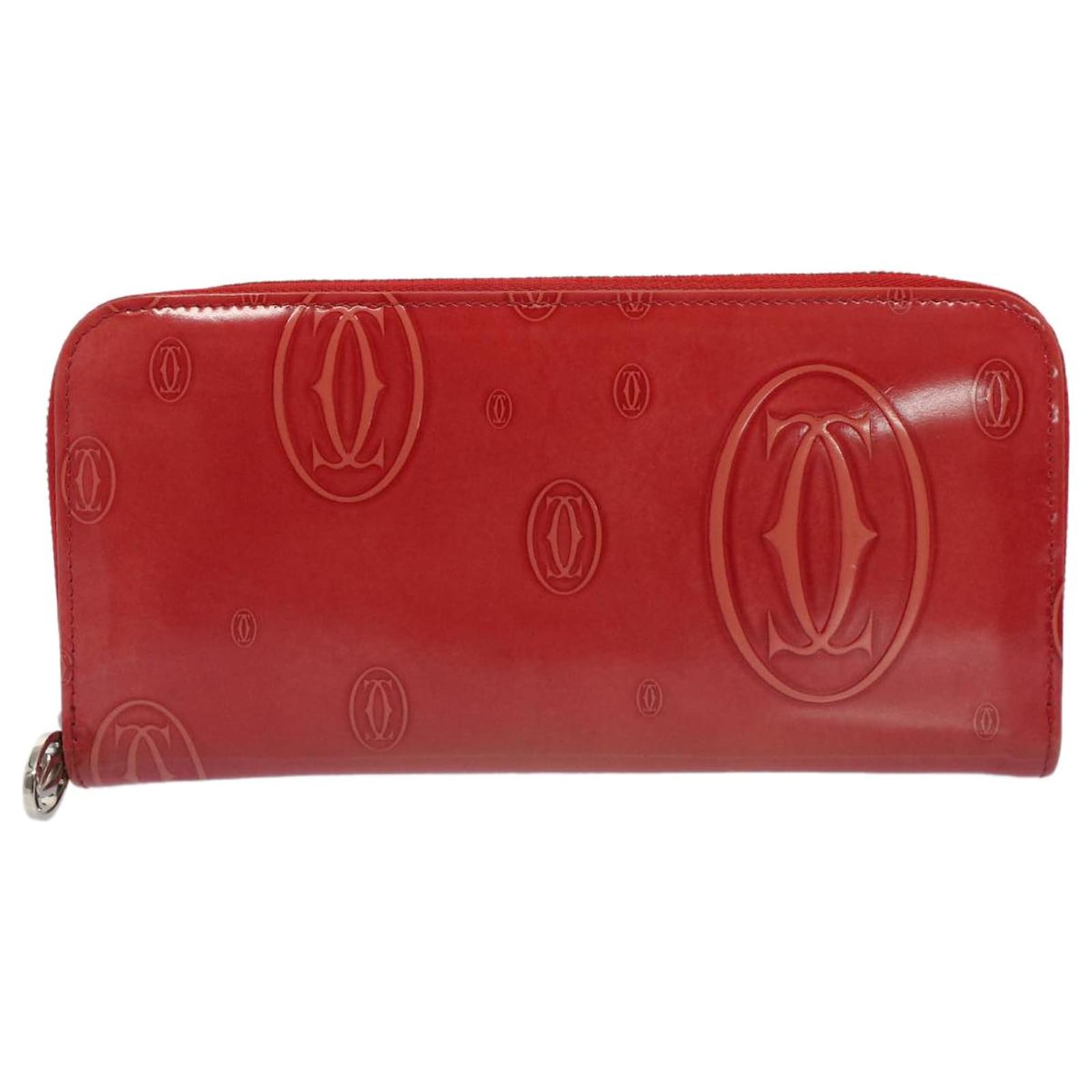 CARTIER Happy Birthday Wallet Patent leather Red Auth am4918 ref