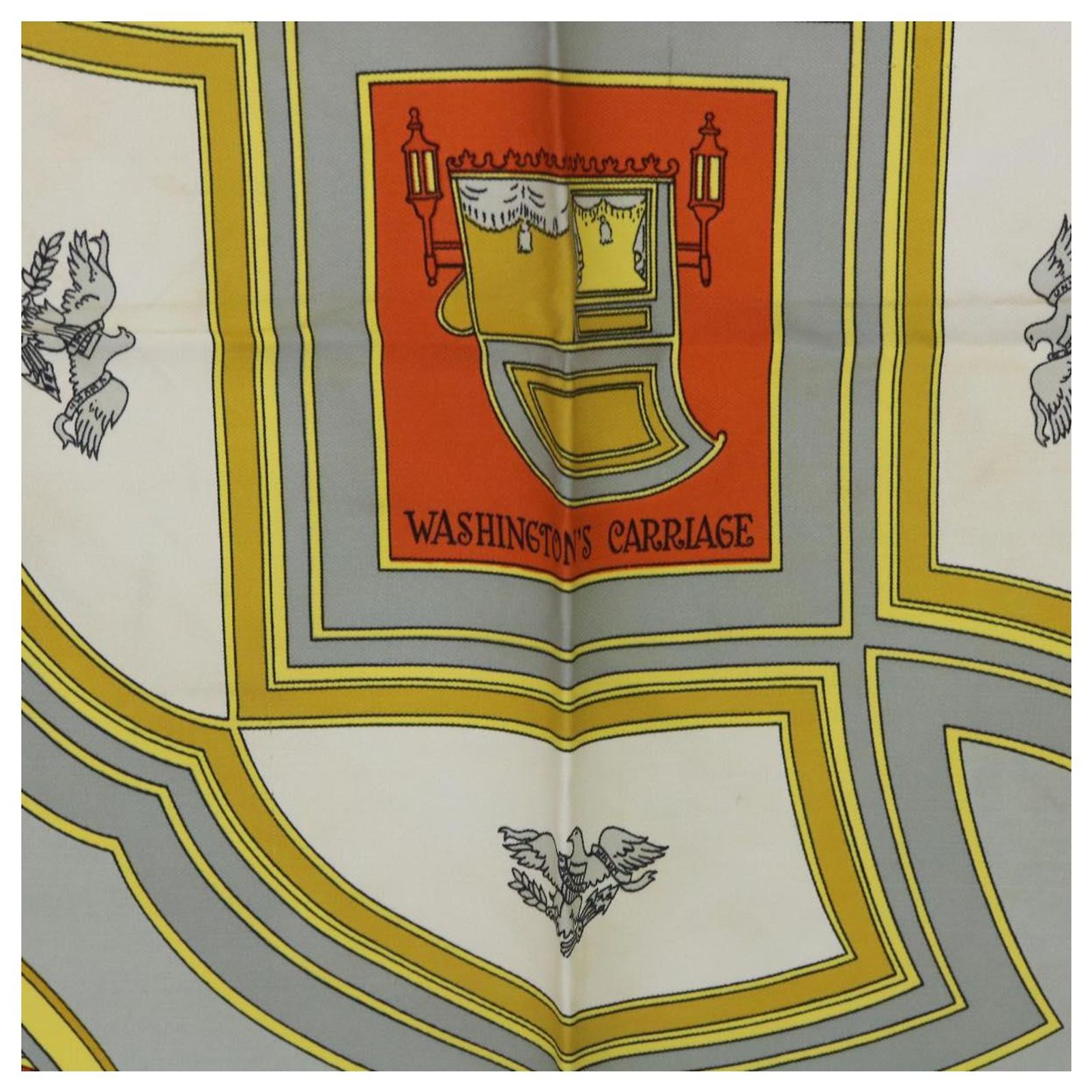 Hermès HERMES CARRE 90 WASHINGTON'S CARRIAGE Scarf Silk Gray