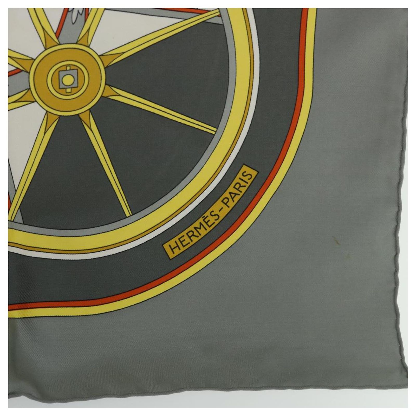 Hermès HERMES CARRE 90 WASHINGTON'S CARRIAGE Scarf Silk Gray