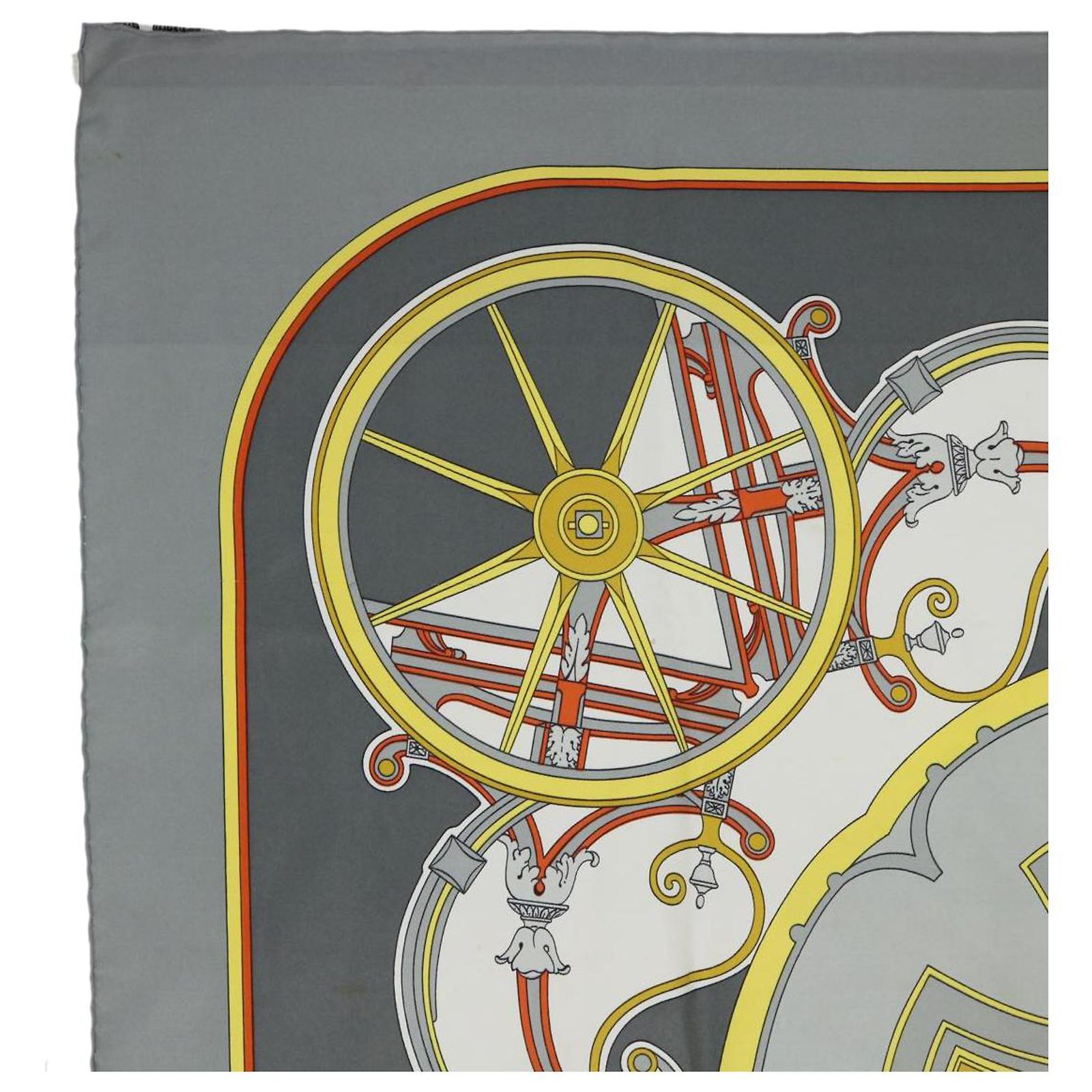 Hermès HERMES CARRE 90 WASHINGTON'S CARRIAGE Scarf Silk Gray