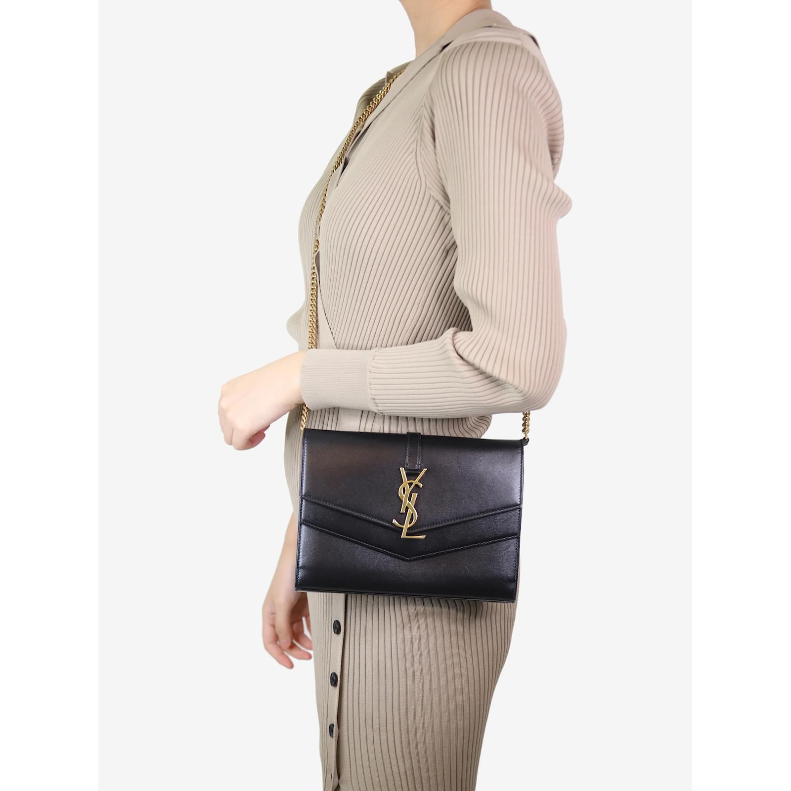 sulpice double flap crossbody wallet on a chain