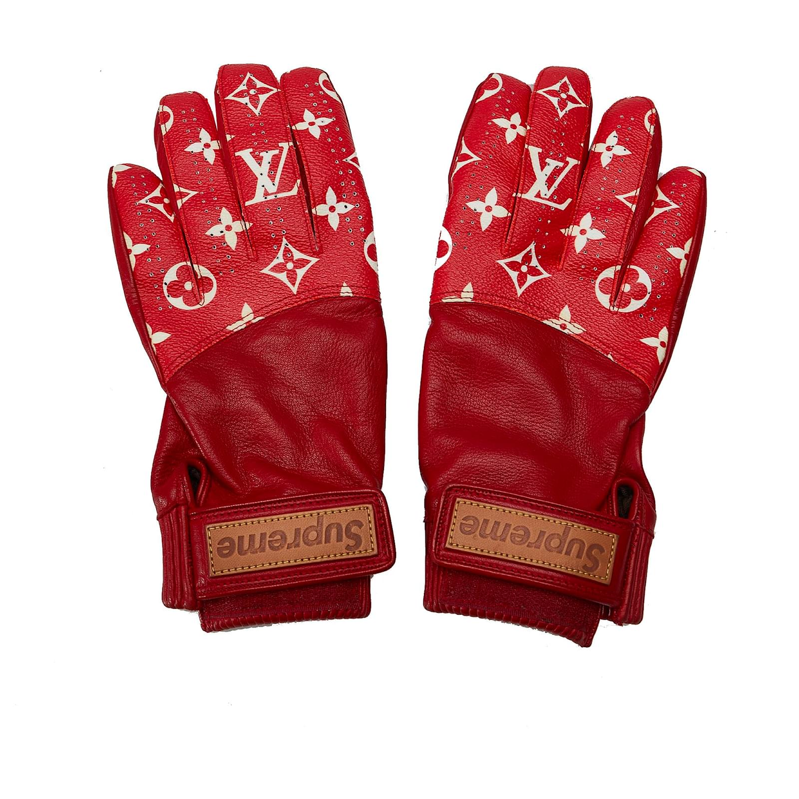 Louis Vuitton Red Louis Vuitton x Supreme Baseball Gloves Leather
