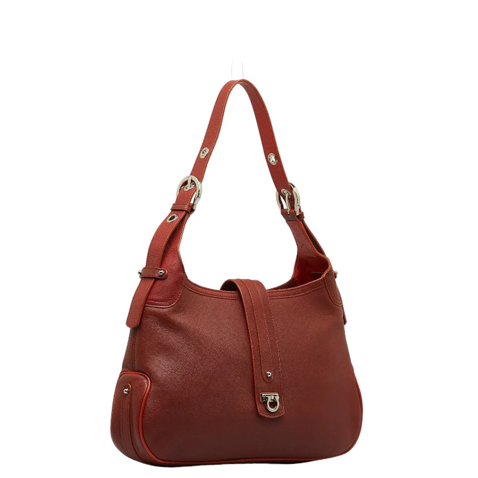Salvatore Ferragamo Leather Shoulder Bag AU-21 6322 Brown Pony 