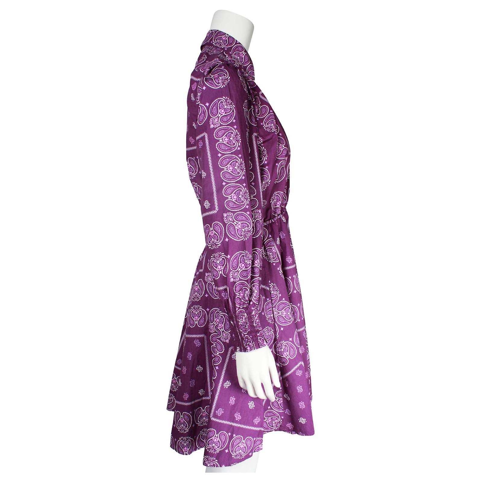 Maje Robe en coton violette imprim cachemire ref.1060622 Joli