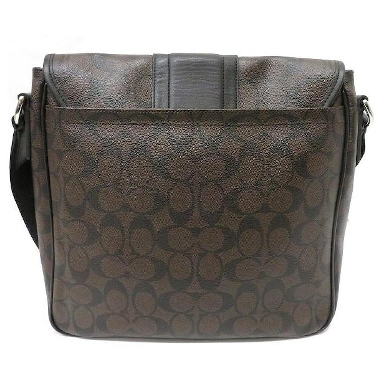 Coach Heritage Signature Canvas Map Messenger Bag F71102 Brown