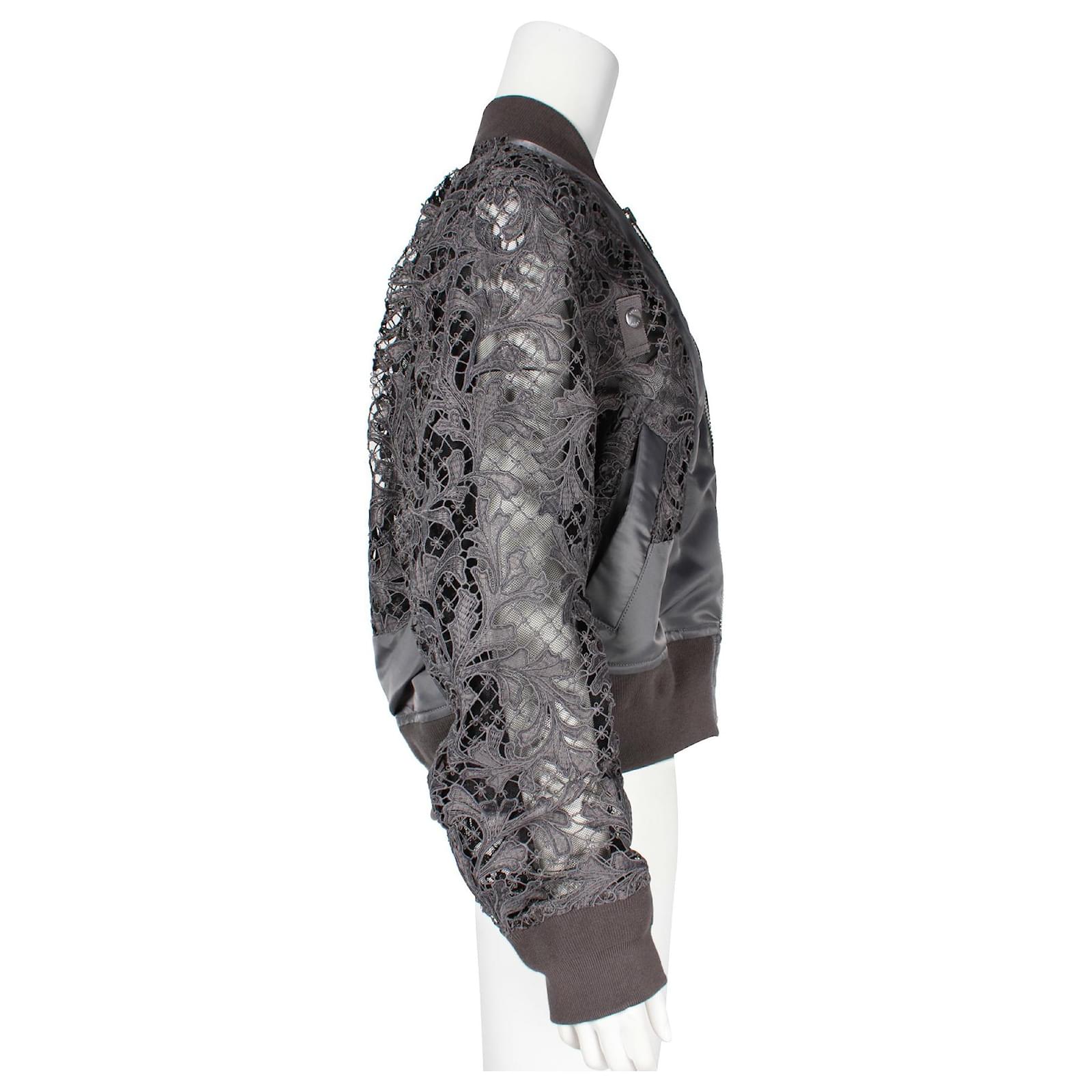 Sacai Grey Lace Bomber Jacket Polyester ref.1061469 - Joli