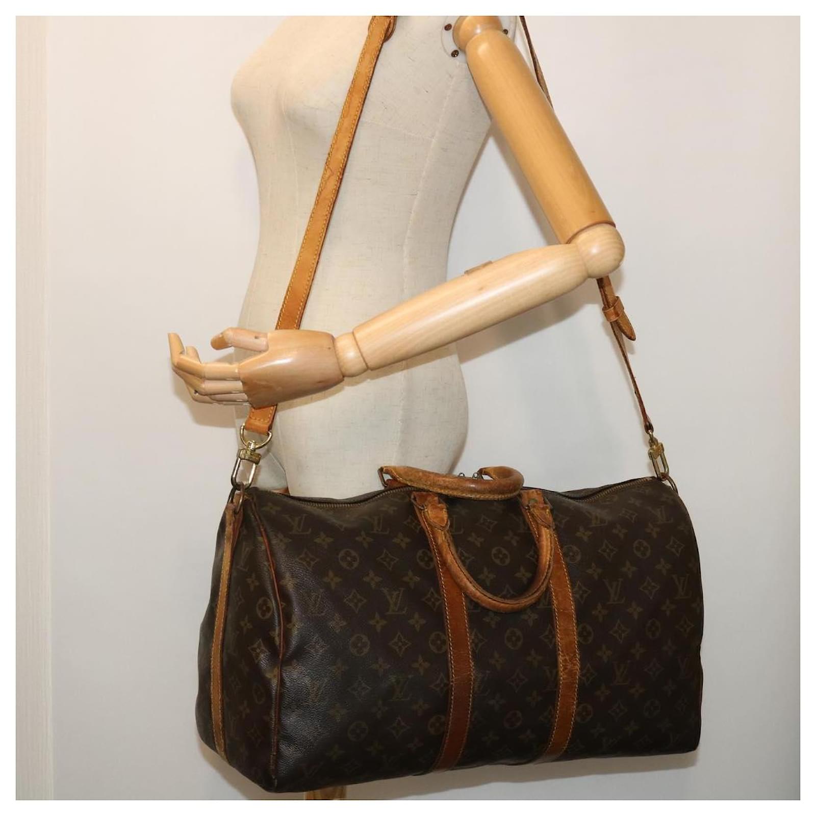 Handbags Louis Vuitton Louis Vuitton Damier Azur Keepall Bandouliere 45 Boston Bag N48223 Auth 32852a