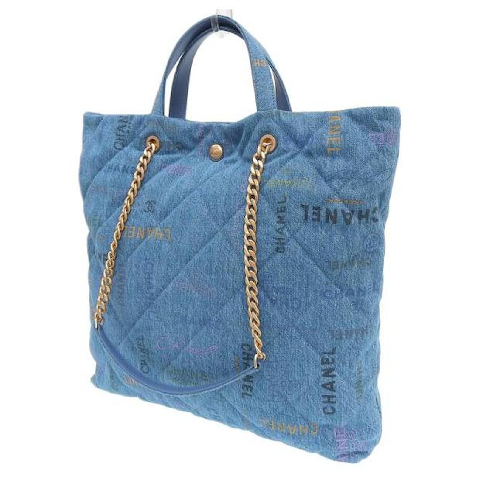 Chanel CC Quilted Denim Mood Maxi Shopping Bag AS3128 Blue ref.1066743 -  Joli Closet