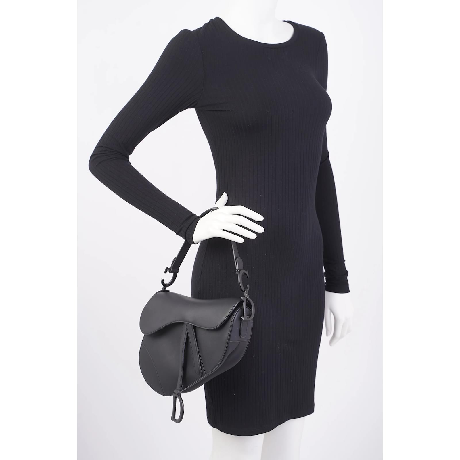 Christian Dior Sac Saddle Cuir Noir Mat Joli Closet