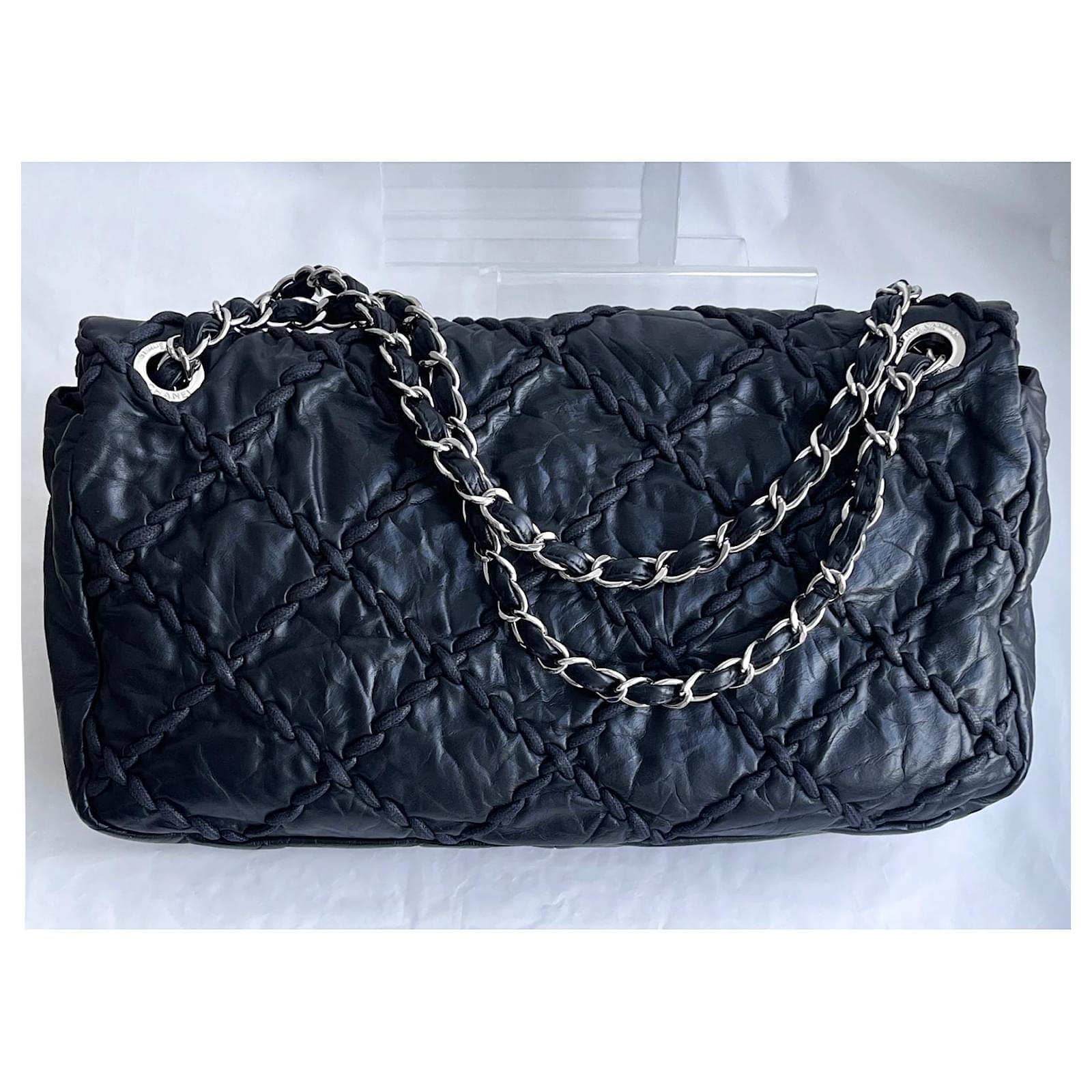 Timeless Chanel XL Flap Bag Navy blue Dark blue Leather ref