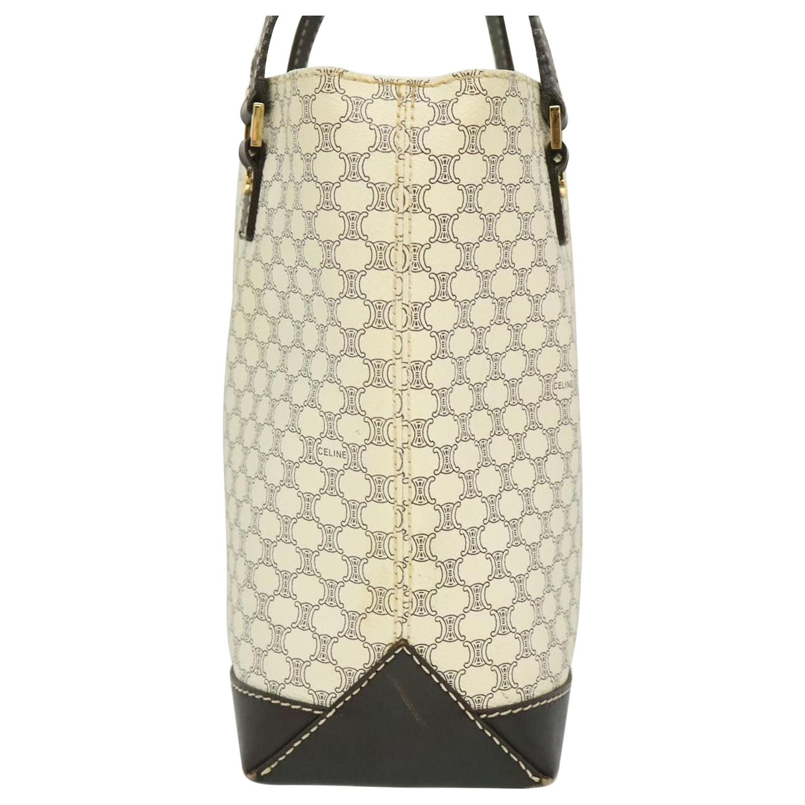 Céline CELINE Macadam Canvas Tote Bag PVC Leather White Auth fm1320 ...