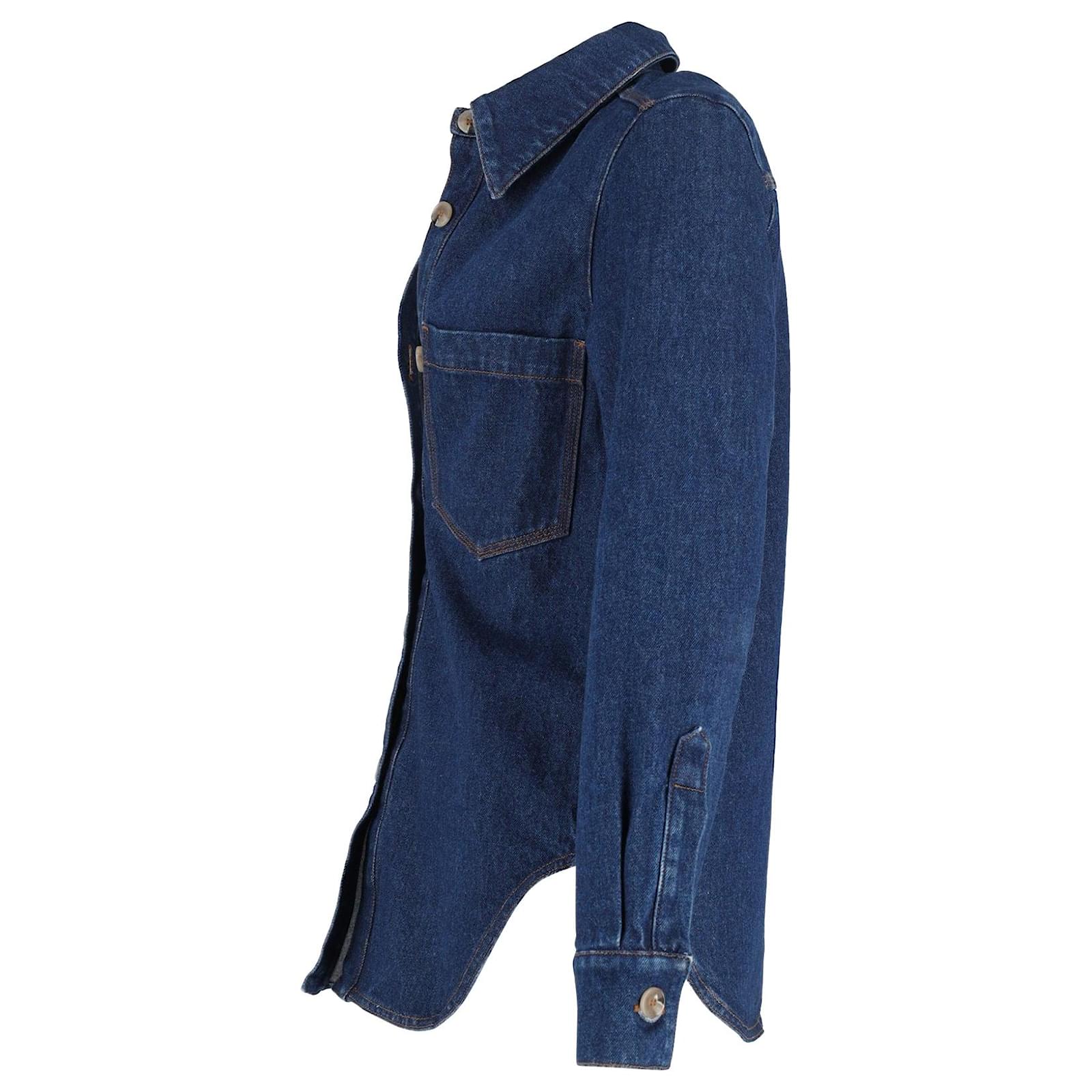 Nanushka Seint Shirt Jacket in Blue Denim Navy blue