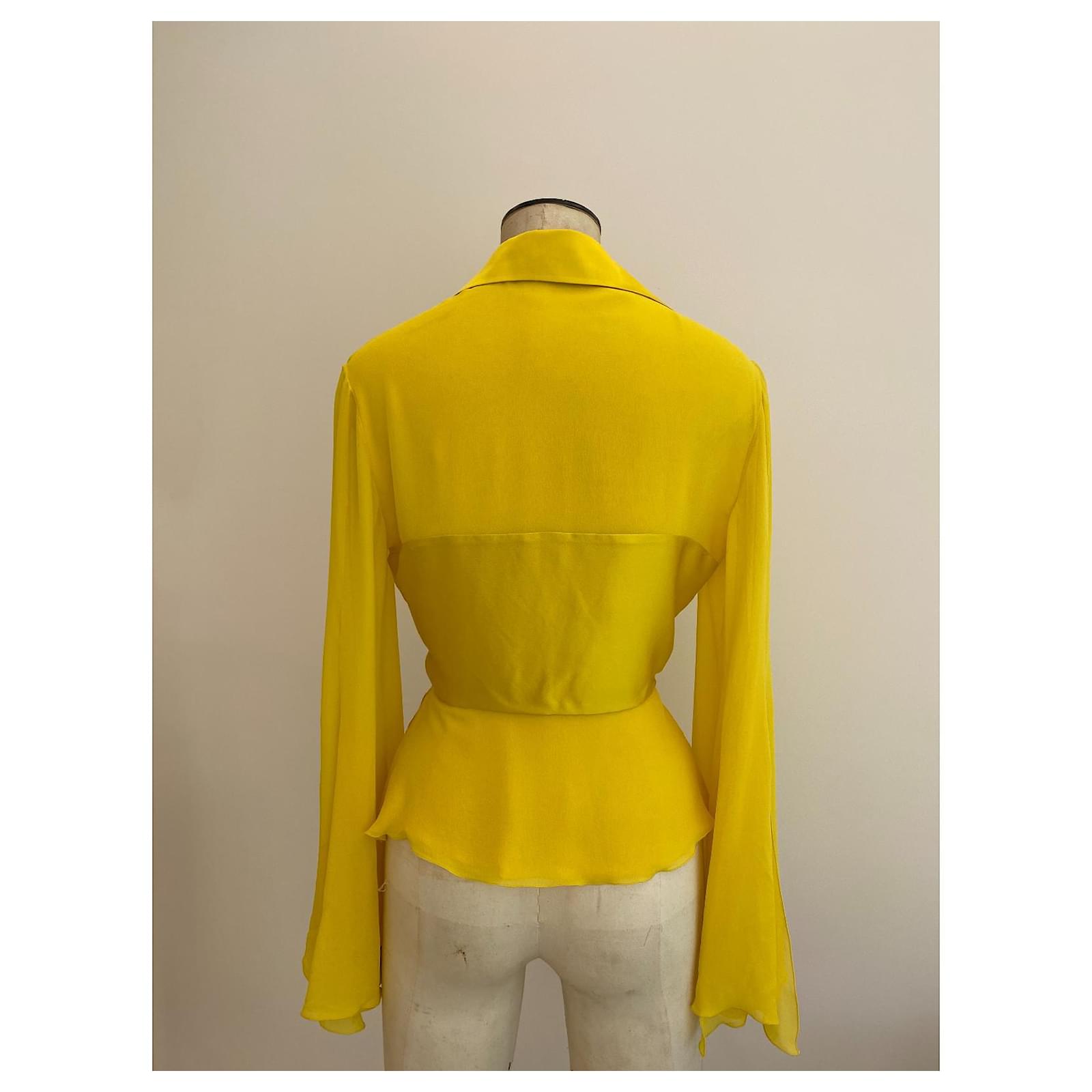 Vintage valentino silk shirt yellow ref 1070004 joli closet