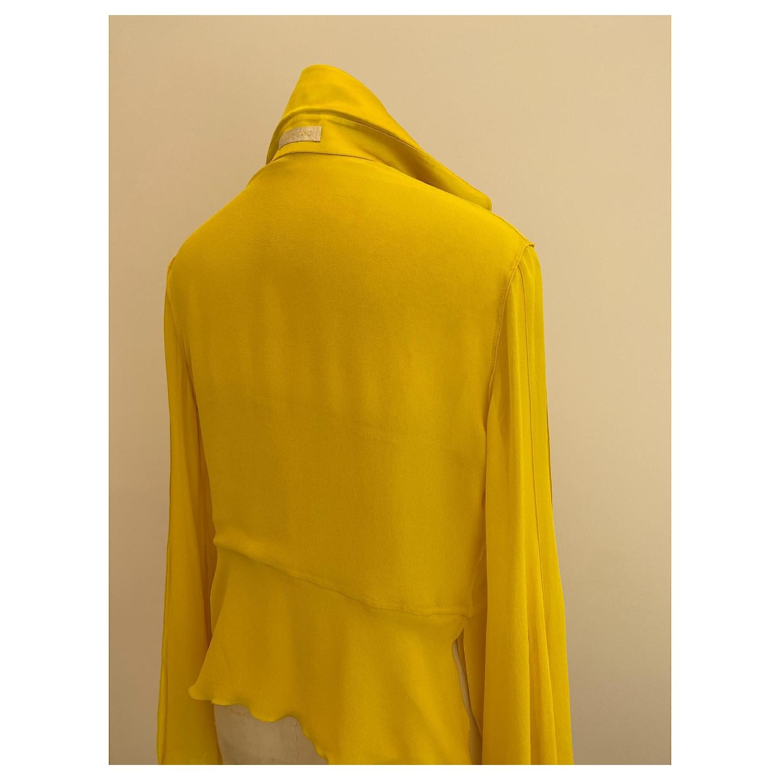 Vintage valentino silk shirt yellow ref 1070004 joli closet