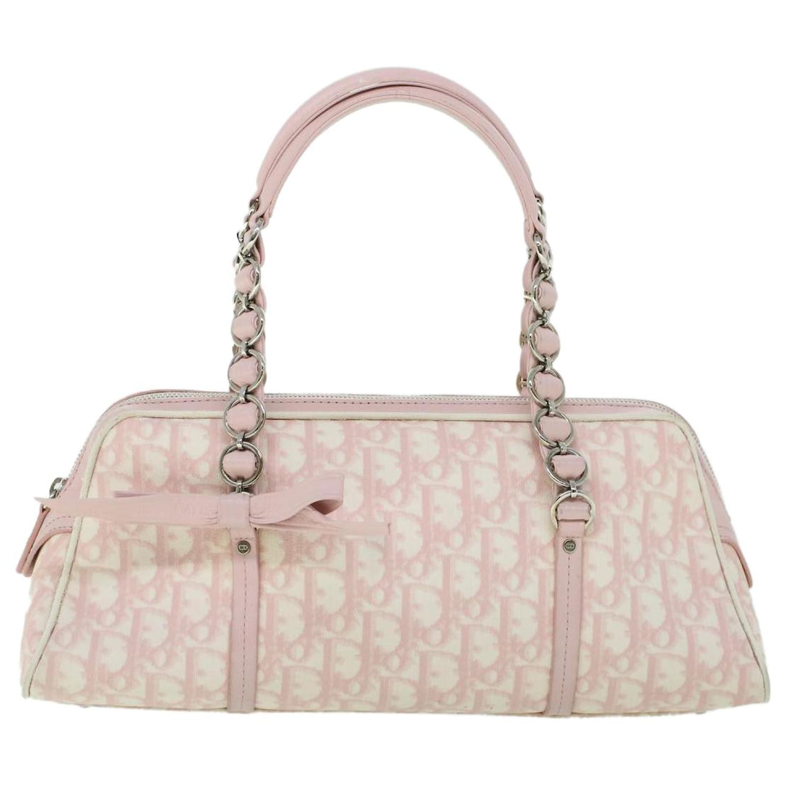 Christian Dior Trotter Romantic Hand Bag PVC Leather Pink 09