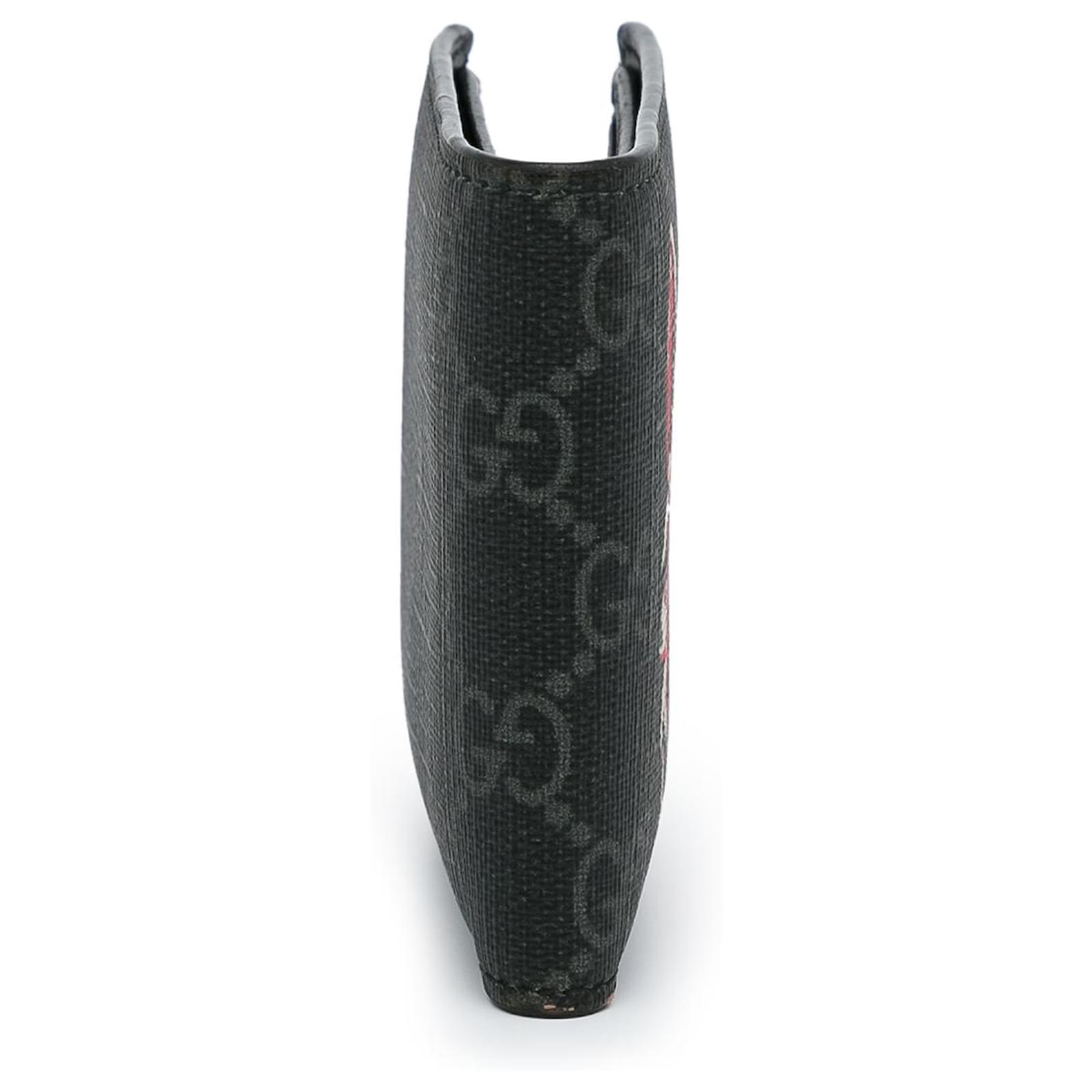 Gucci Black GG Supreme Wolf Bifold Small Wallet Cloth Cloth ref