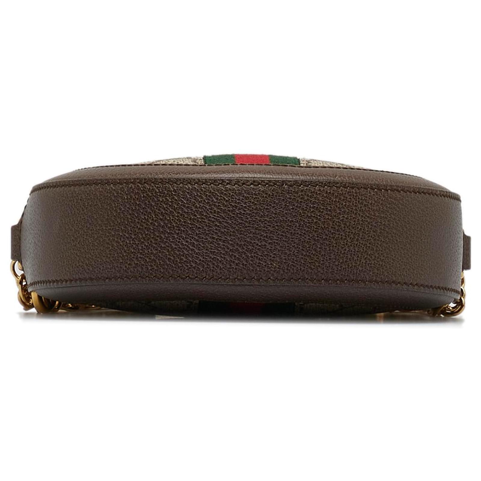 Borsa a tracolla Ophidia tonda Gucci Mini GG Supreme marrone Beige