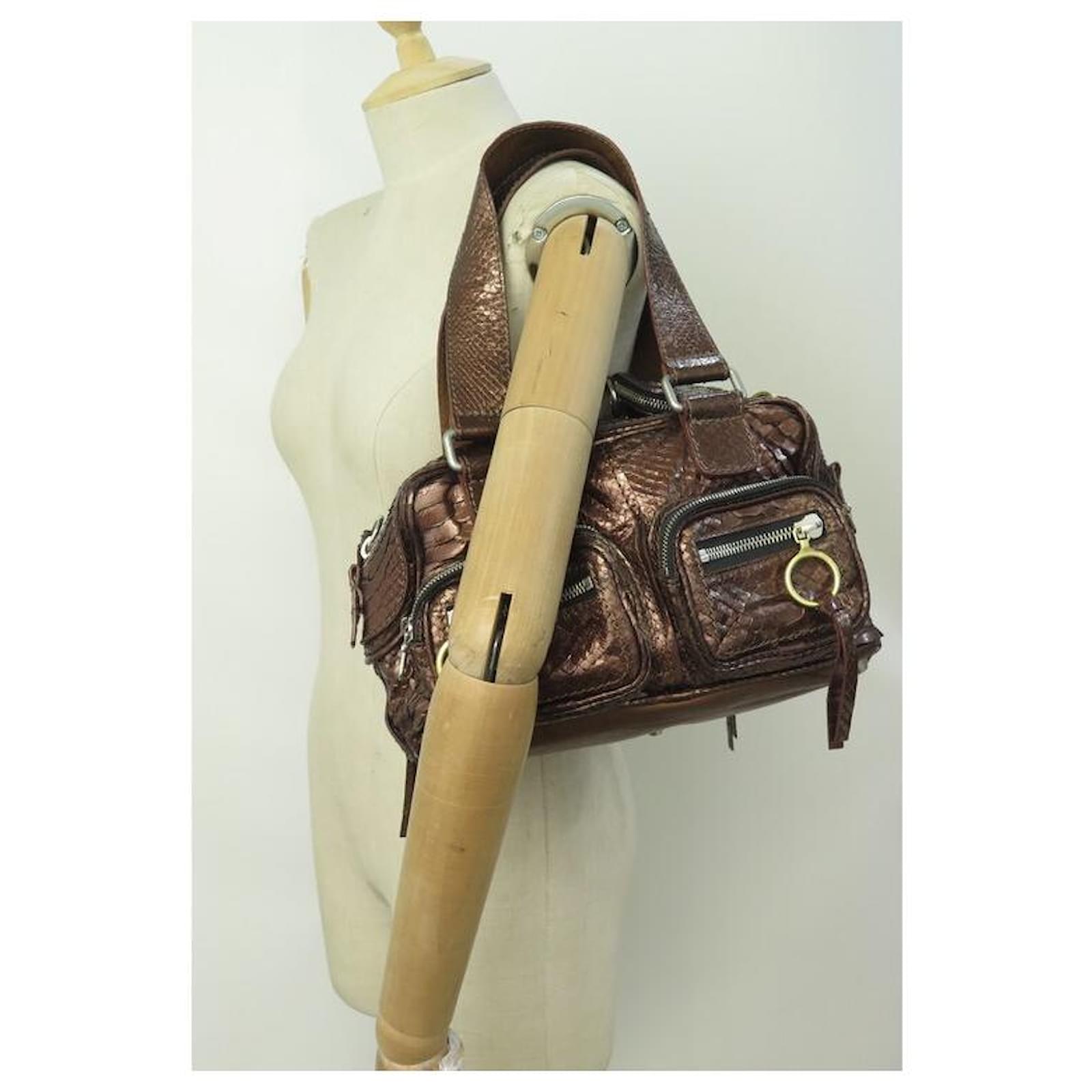 Chloé CHLOE BETTY HANDBAG IN BRONZE PYTHON LEATHER HAND BAG PURSE