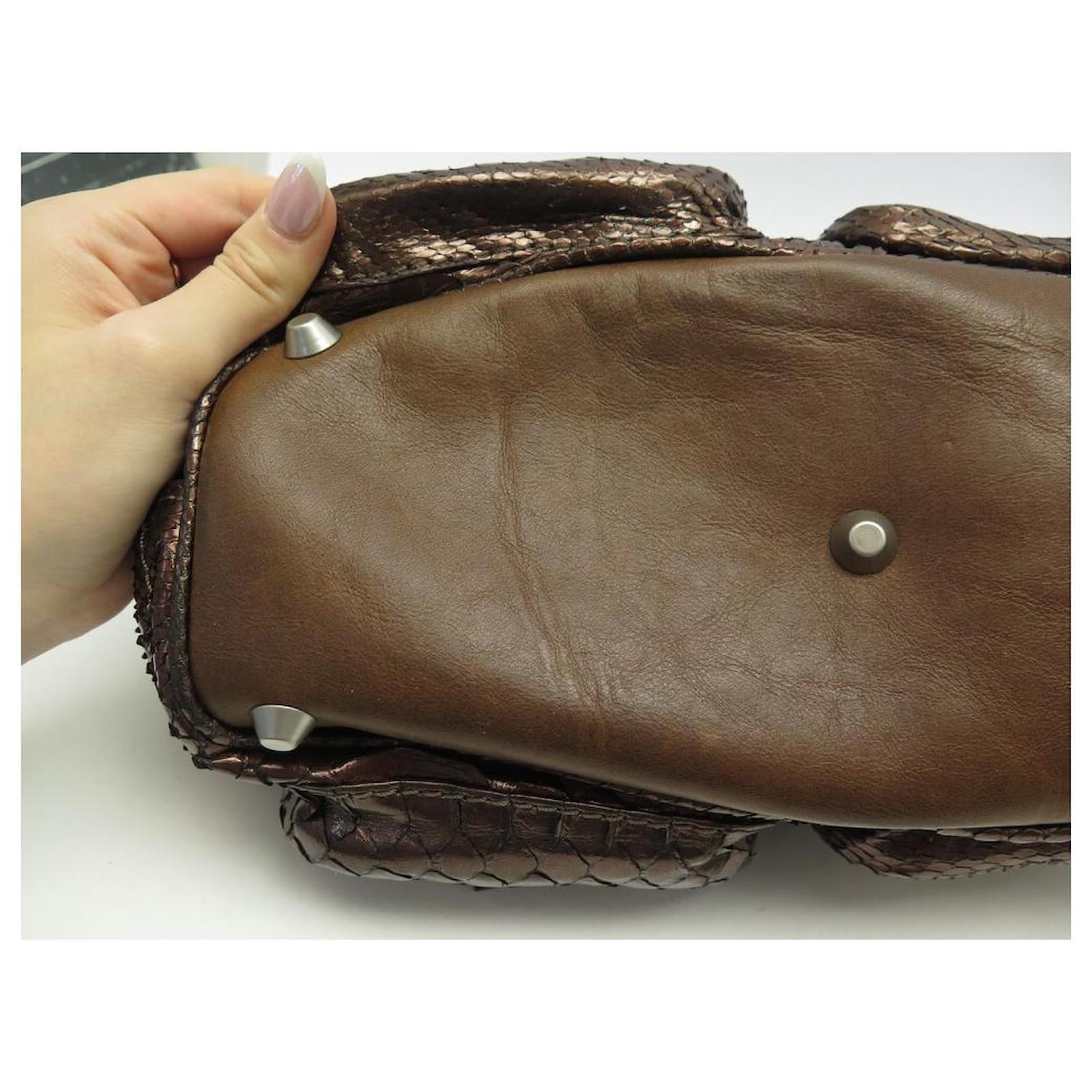 Chloé CHLOE BETTY HANDBAG IN BRONZE PYTHON LEATHER HAND BAG PURSE