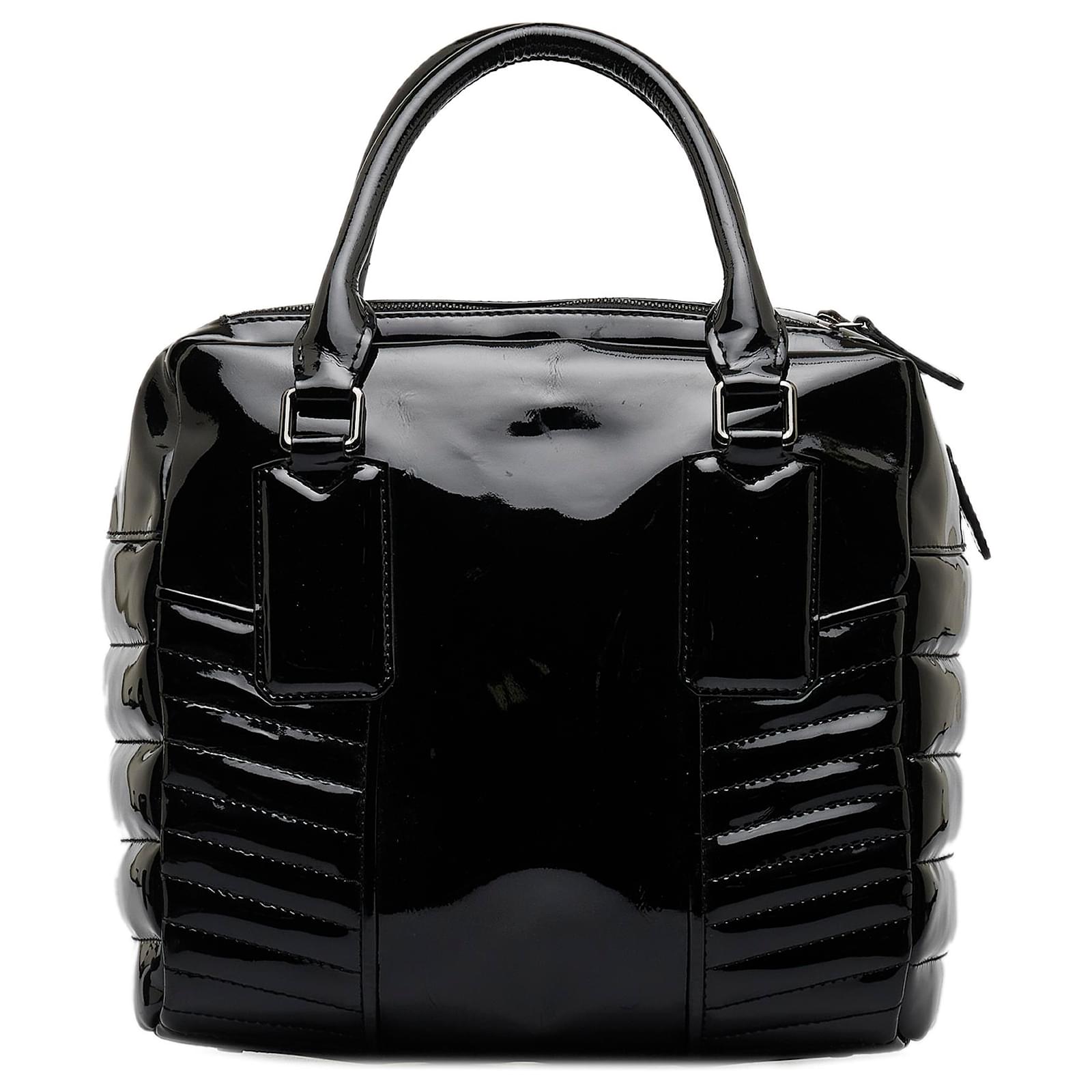 Burberry black hotsell patent leather handbag