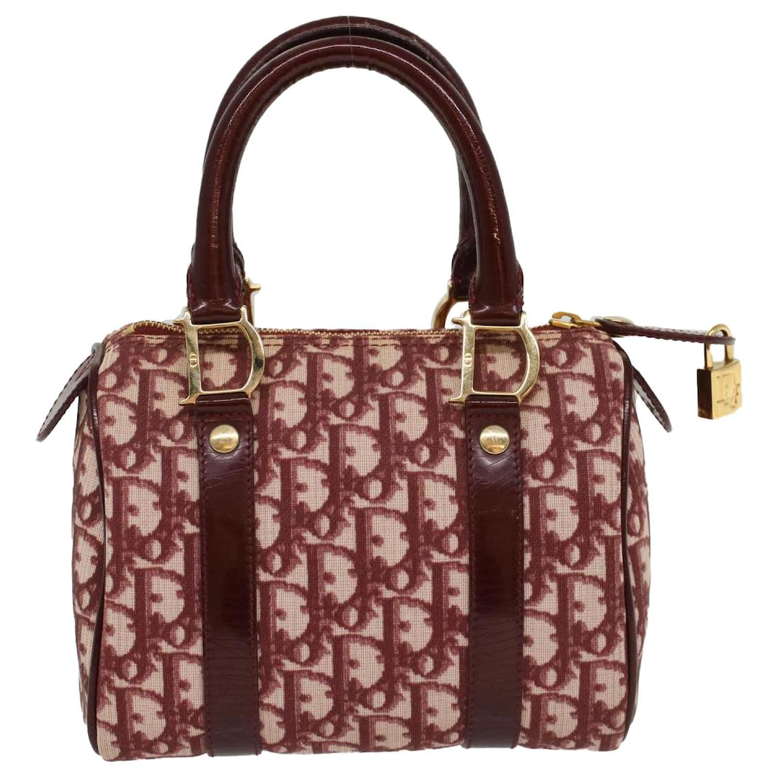 Christian Dior Trotter Canvas mini Boston Bag Red Auth