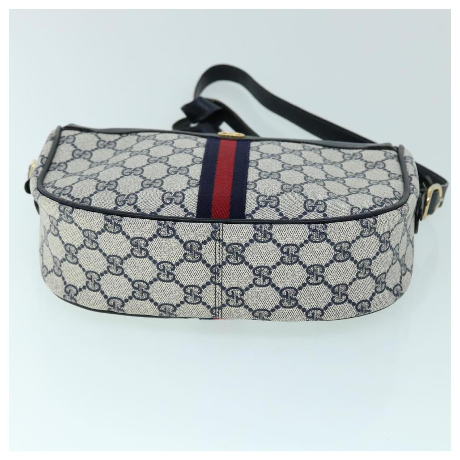 【関税＆送料込み】Gucci Handbags GUCCI GG Canvas Sherry Line Shoulder Bag Gray Red Navy 37 01