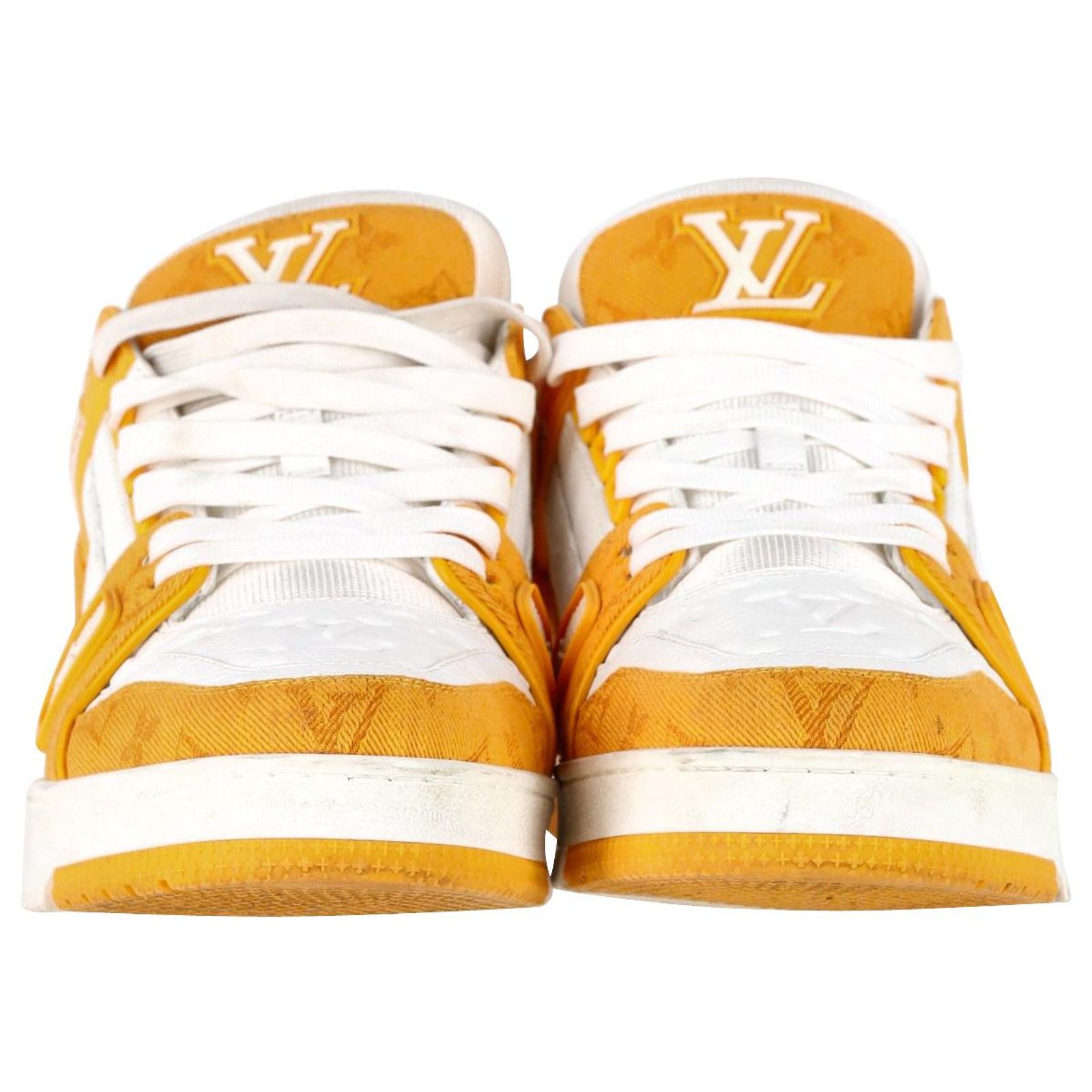 Louis Vuitton Trainer Low Sneakers in Yellow Denim and White 