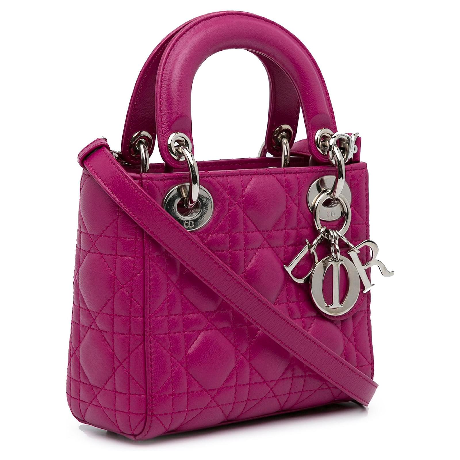 Mini lady dior bag in pink lambskin best sale