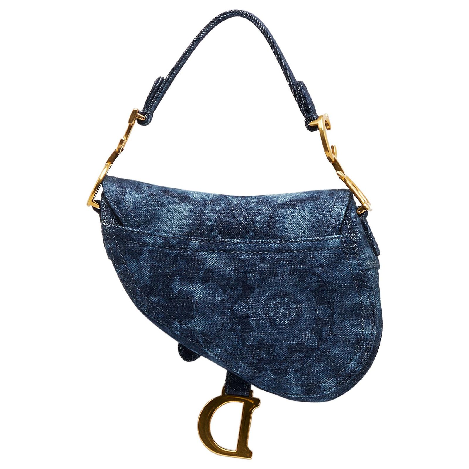 Dior Blue Tie Dye Printed Denim Saddle Bag Leather Pony-style 