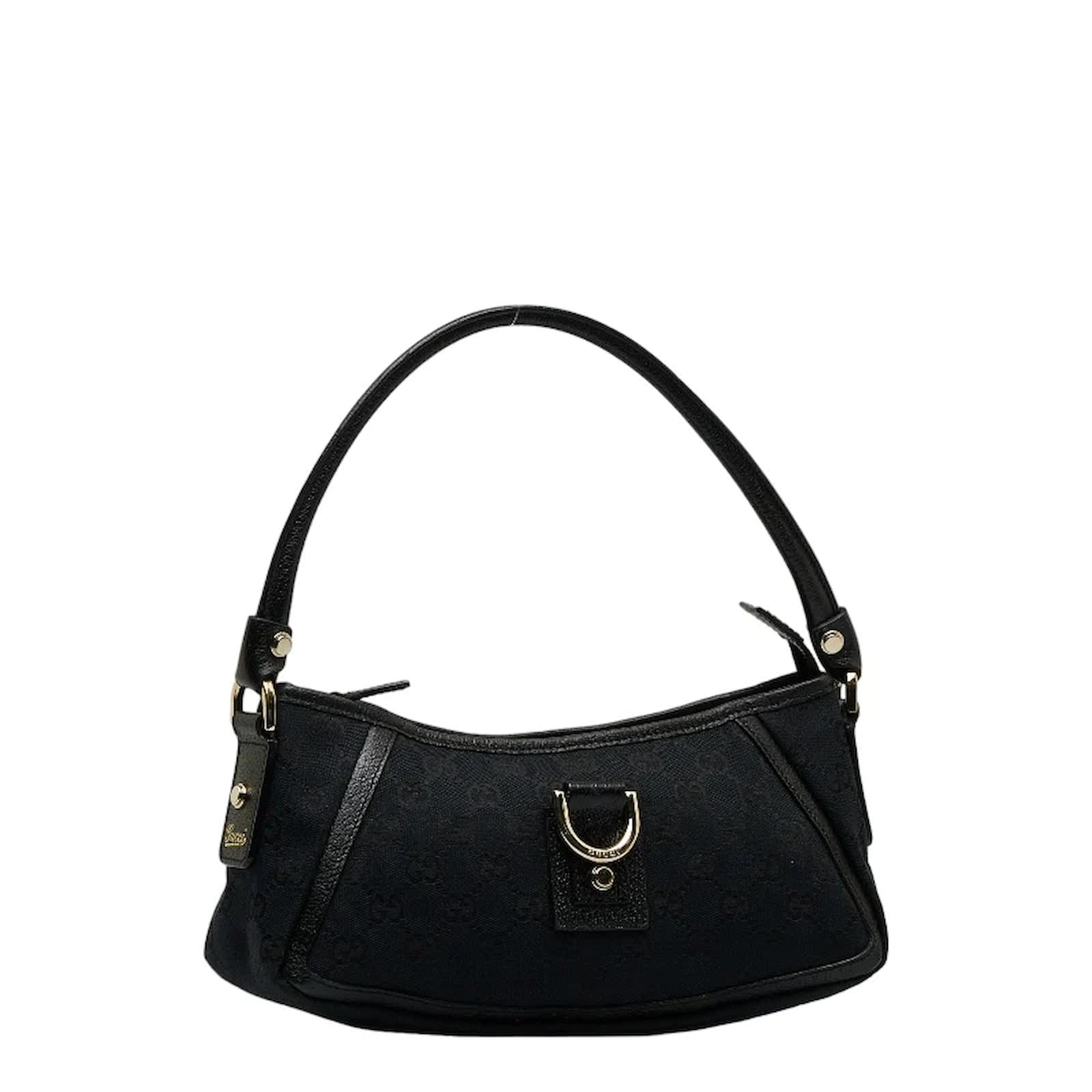 Gucci Black GG Canvas Abbey D Ring Pochette Bag | Yoogi's Closet