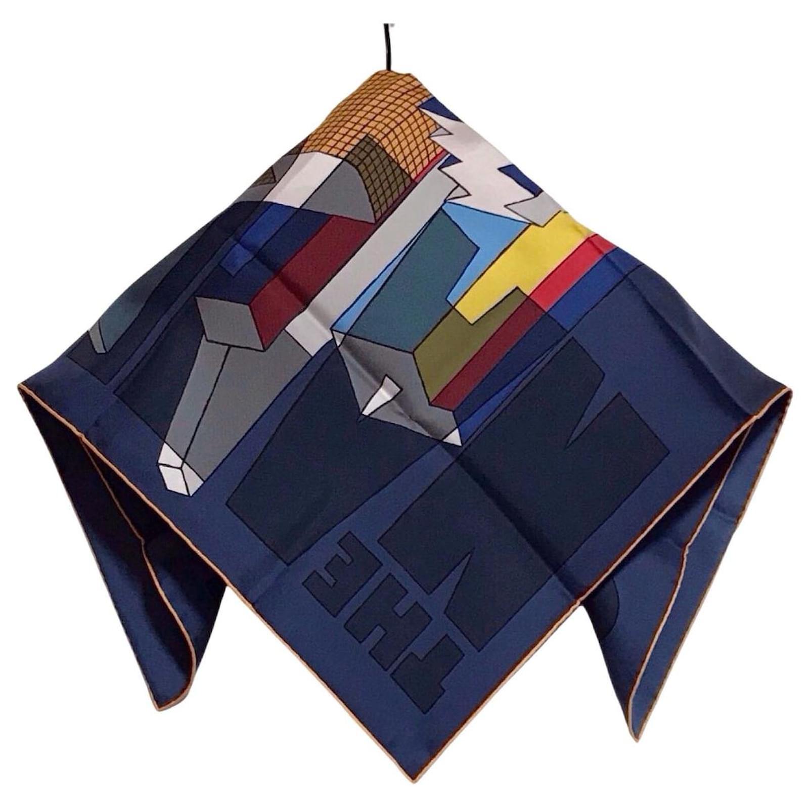 [Hermes] Hermes Carré 70 Grande Lala Medallion Silk Scarf Blue [Used] [Authenticated and Guaranteed Authentic] 213636 main image 0