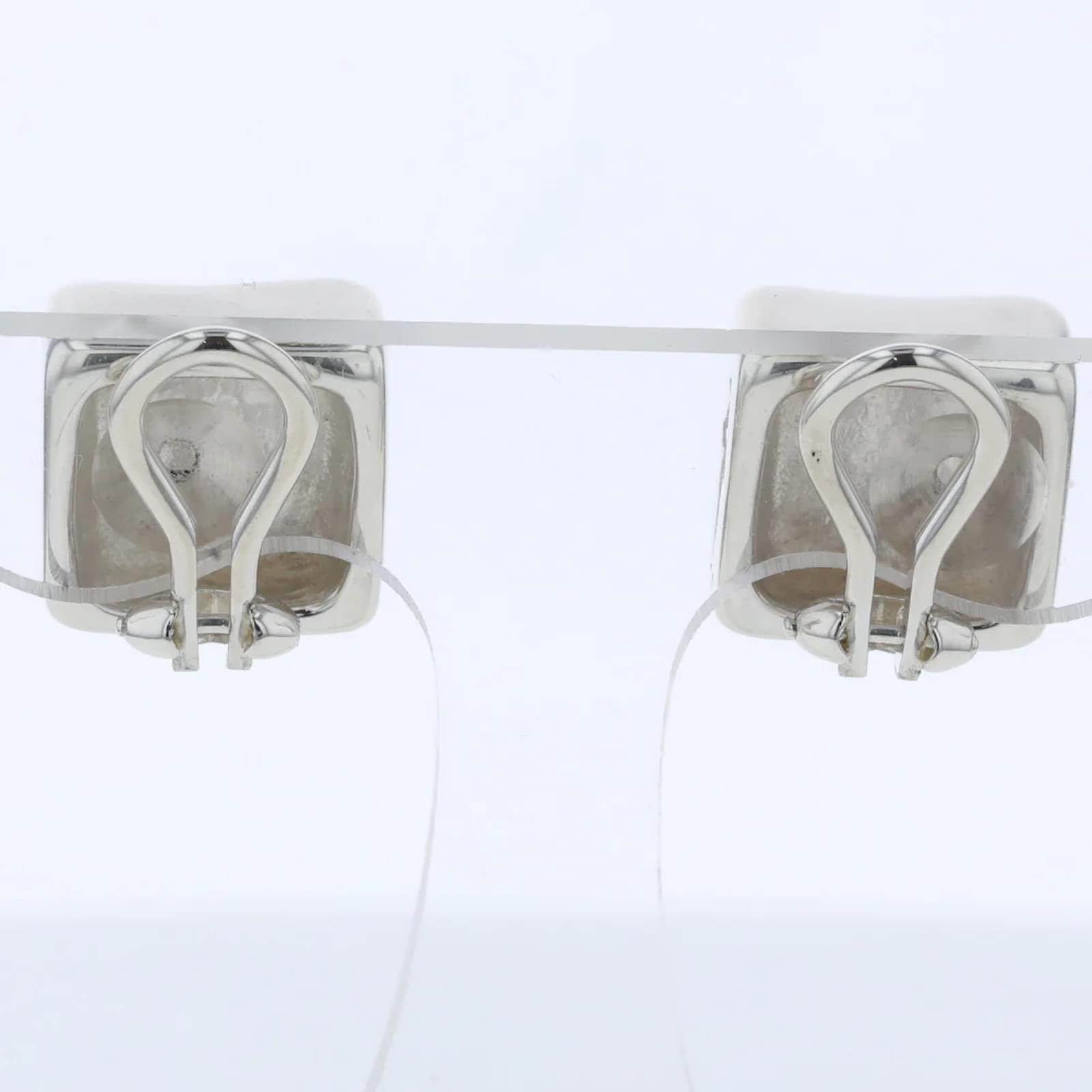 Chanel Coco x Clover Cube Clip on Earrings Silvery Silver Metal