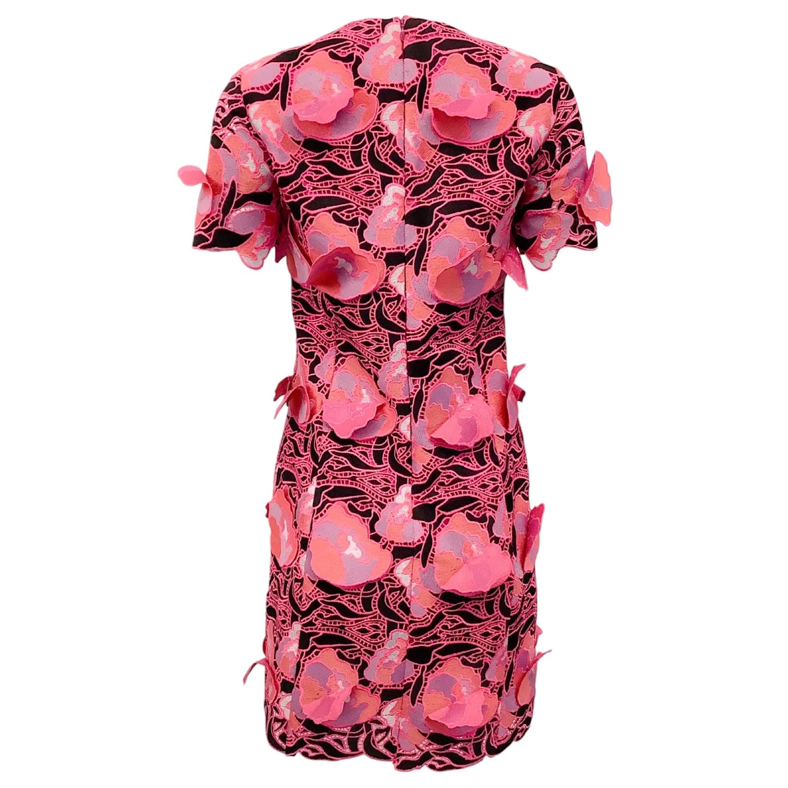 Prabal Gurung Punk Red Floral Applique Dress