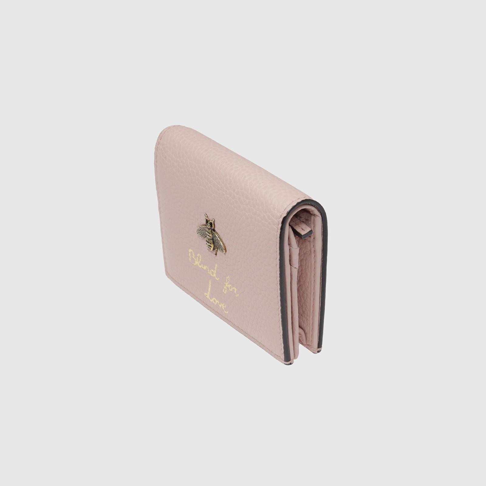 Gucci Pink Bee Blind For Love Compact Wallet Leather