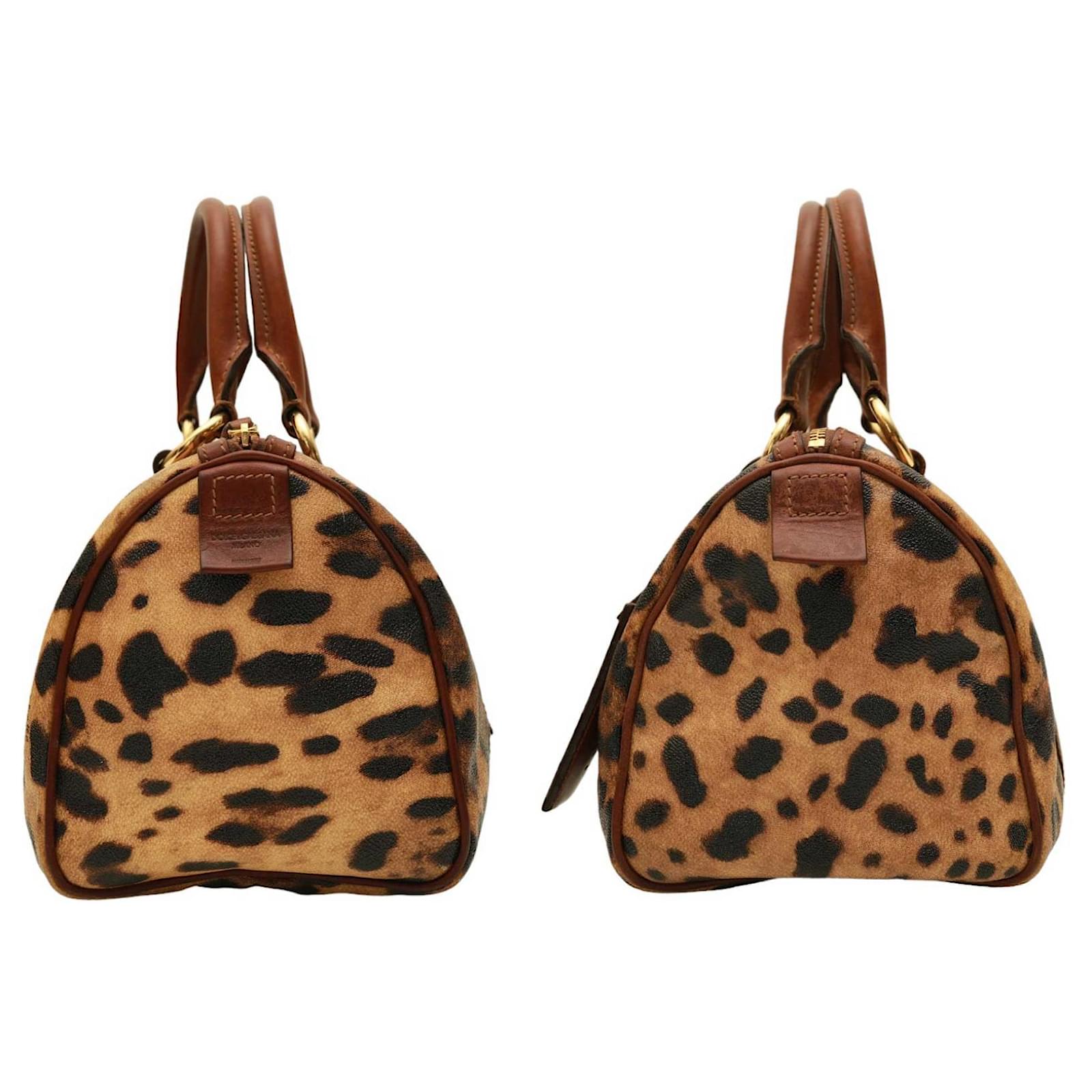 Dolce & Gabbana - Sicily Leopard Print Coated Canvas Leather Backpack  Brown/Black