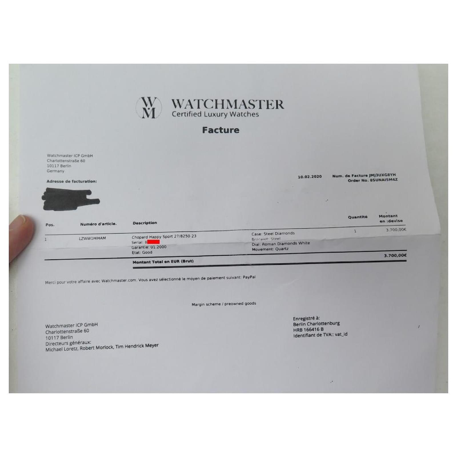 NEW CHOPARD HAPPY SPORT WATCH 27/8250-23 26MM QUARTZ STEEL DIAMOND