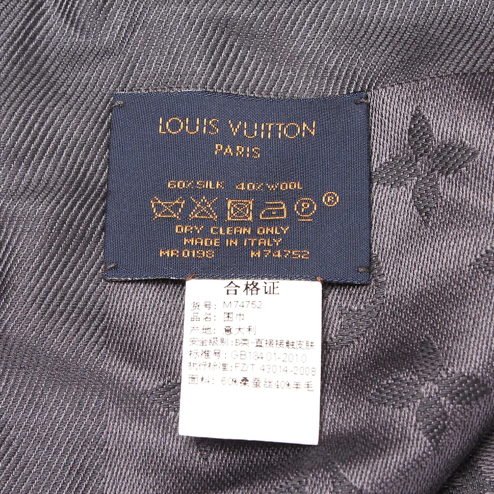 Louis Vuitton Monogram Silk Shawl M74752 Grey Cloth ref.1080160 - Joli  Closet