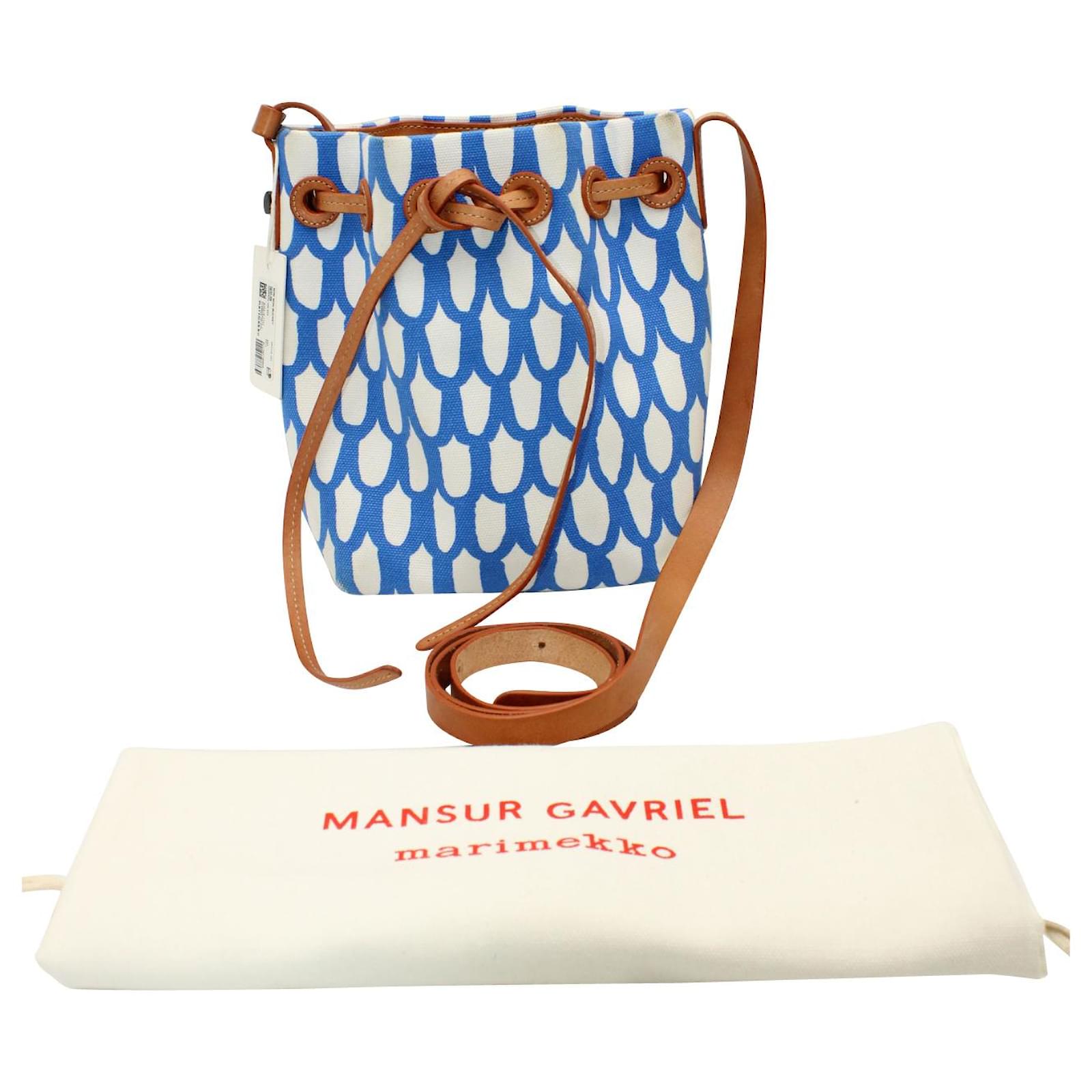 Mansur Gavriel X Marimekko Mini Bucket Bag in Blue Canvas
