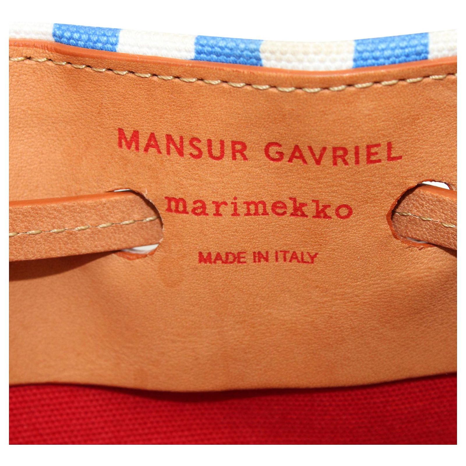 Mansur Gavriel X Marimekko Mini Bucket Bag in Blue Canvas Cloth