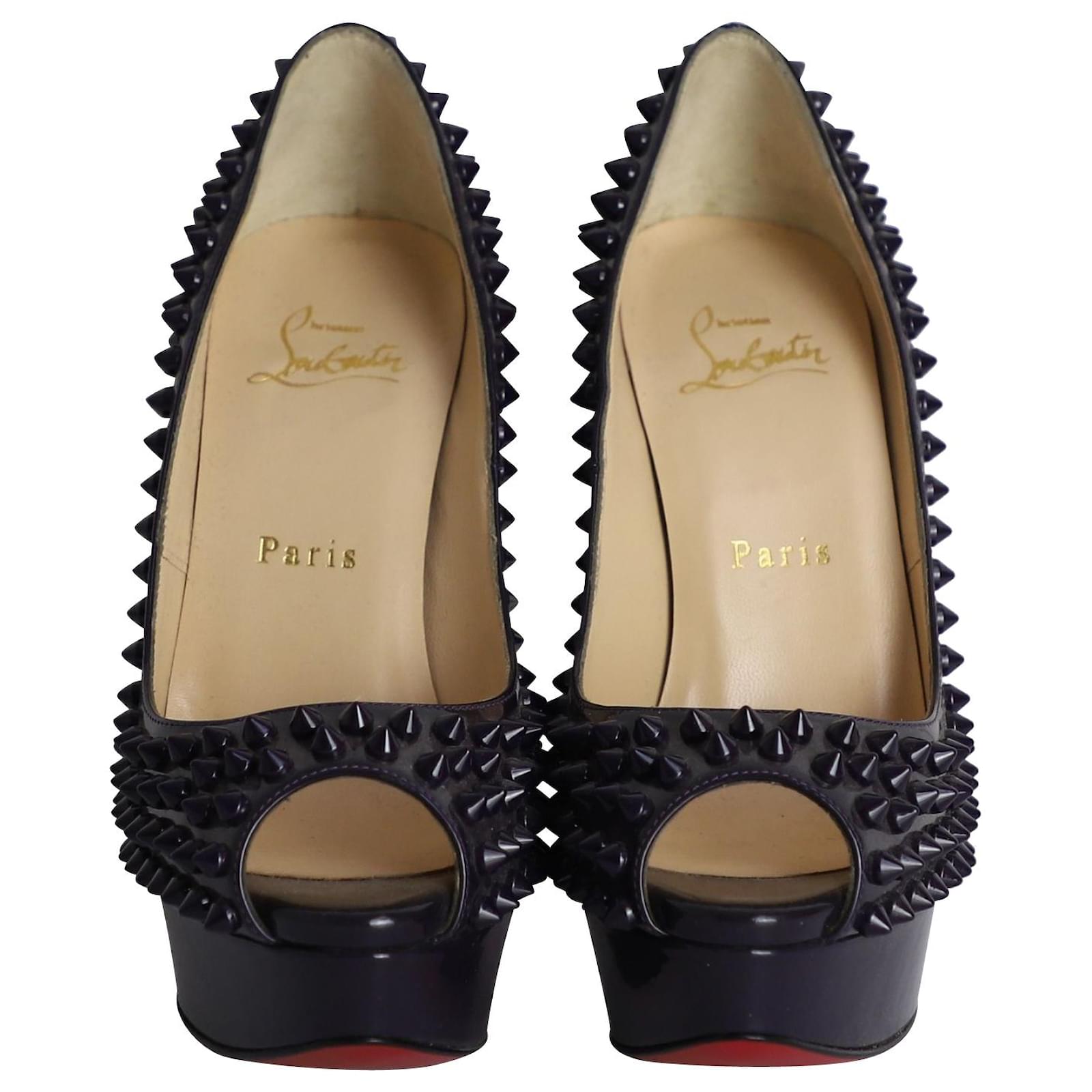 Christian Louboutin Lady Peep Spikes 150 Platform Pumps in Purple