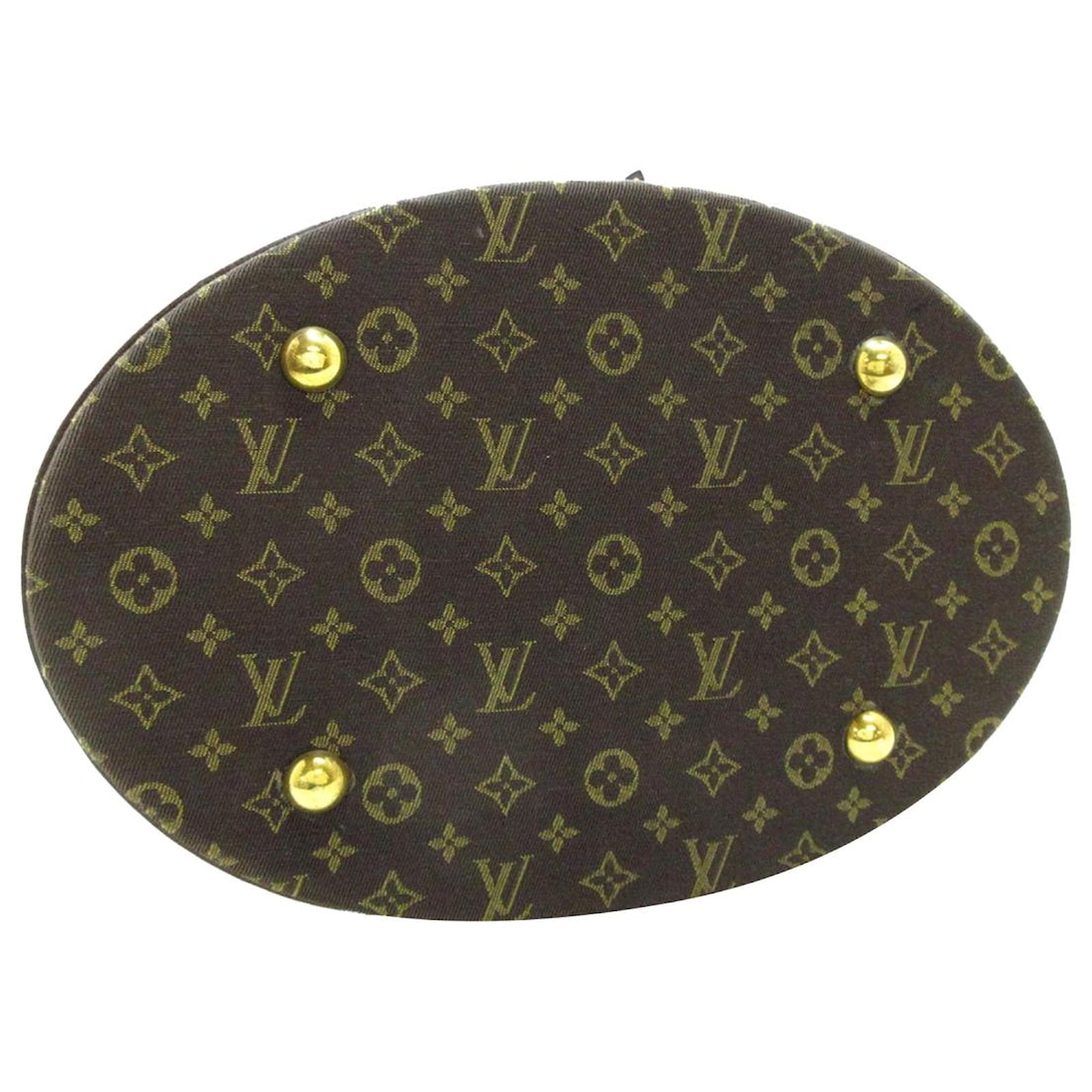 Louis Vuitton Brown Monogram Mini Lin Bucket PM Leather Cloth Pony